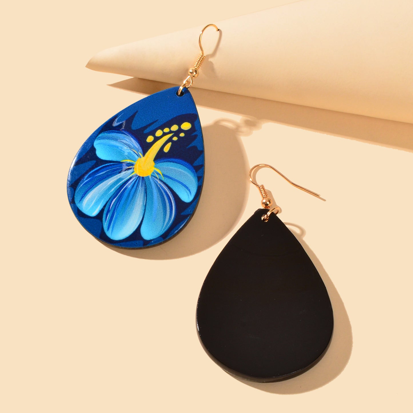 Bohemian Jewellery Flower Pattern Blue Water Drop Acrylic Trendy Women Earrings