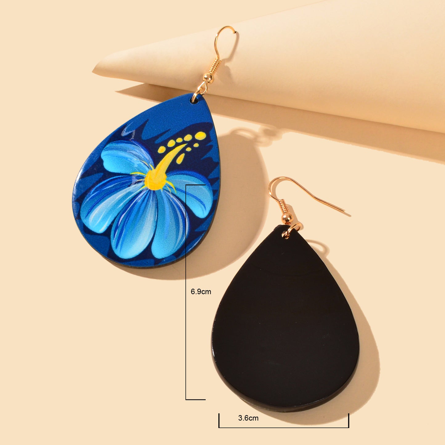 Bohemian Jewellery Flower Pattern Blue Water Drop Acrylic Trendy Women Earrings