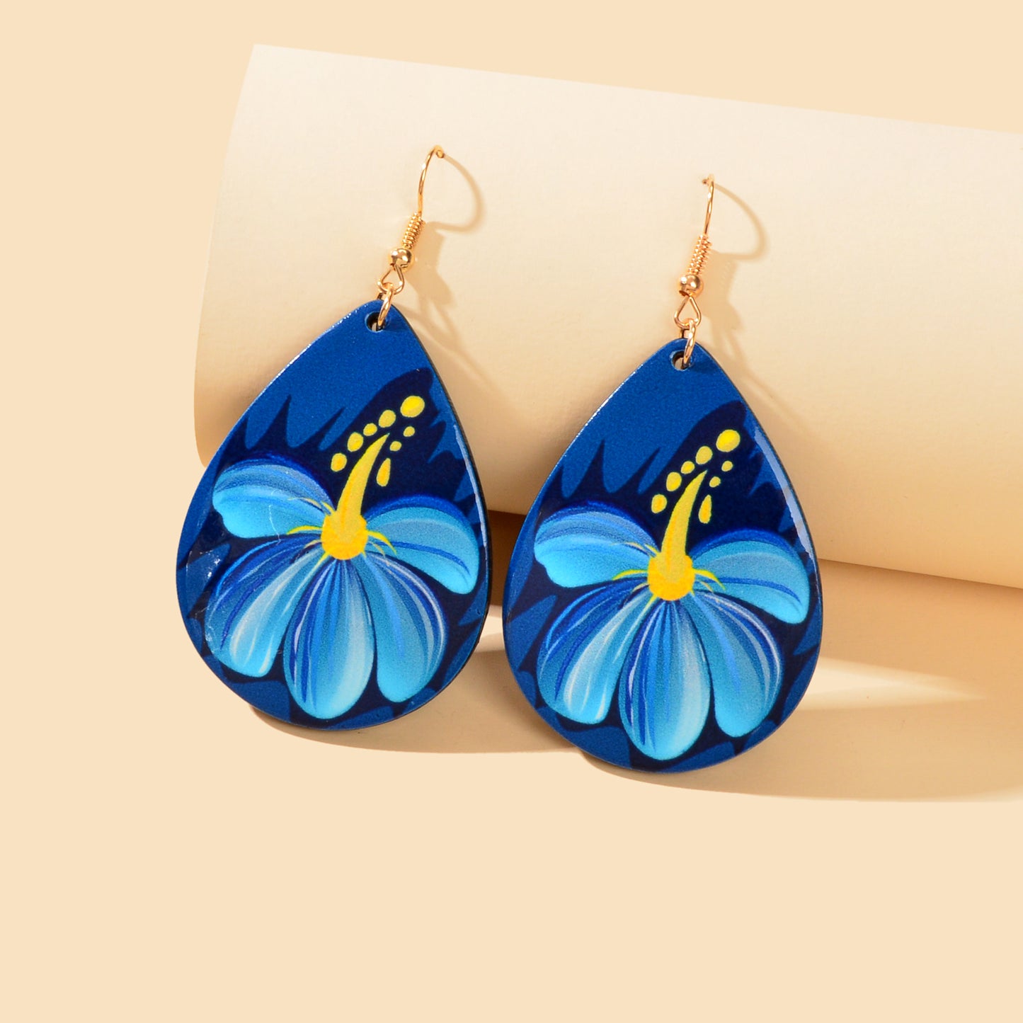 Bohemian Jewellery Flower Pattern Blue Water Drop Acrylic Trendy Women Earrings