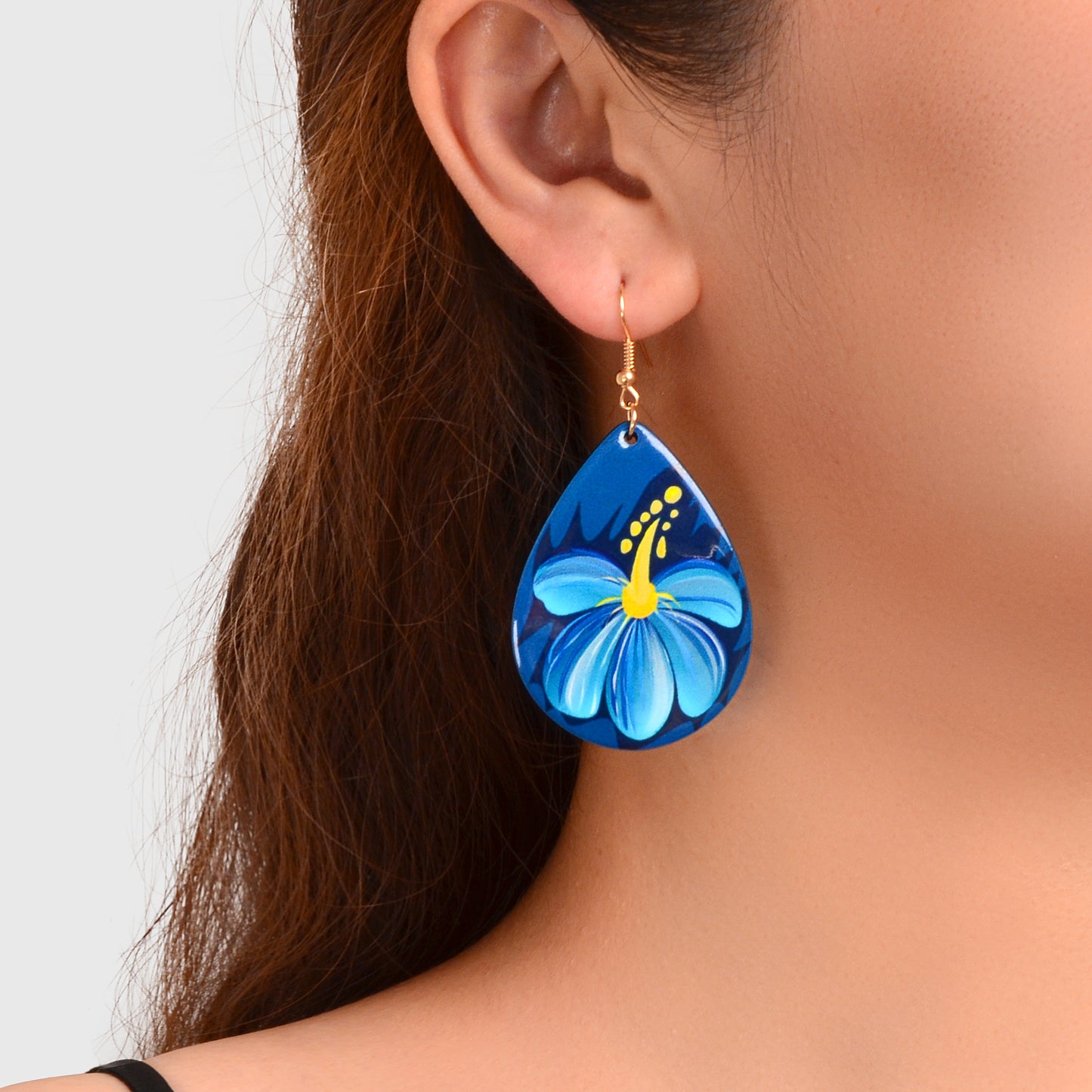 Bohemian Jewellery Flower Pattern Blue Water Drop Acrylic Trendy Women Earrings