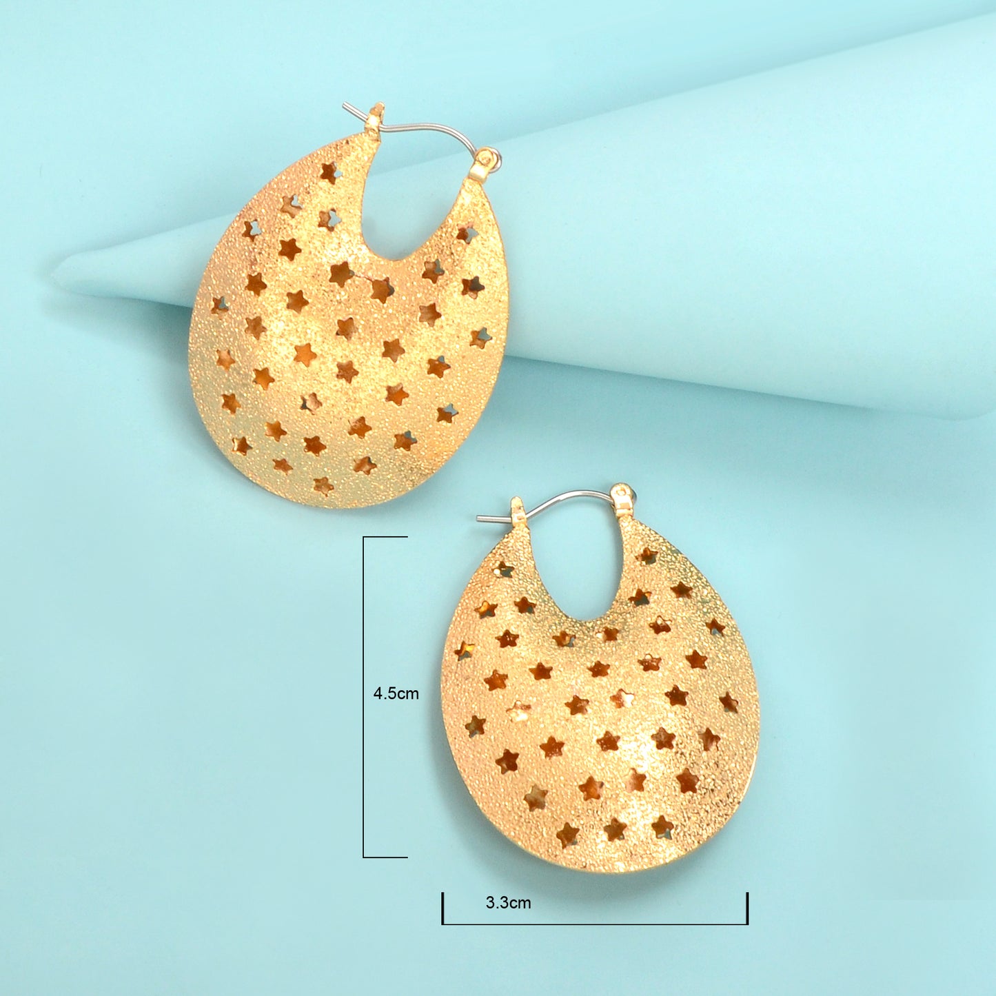 Ladies Designer Jewelry Gold Ellipse Hollow Star Chunky Hoop Statement Earrings