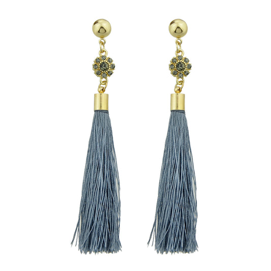 Ethnic Traditional Jewellery Rhinestone Flower Tassel Long Dangle Earrings Gift
