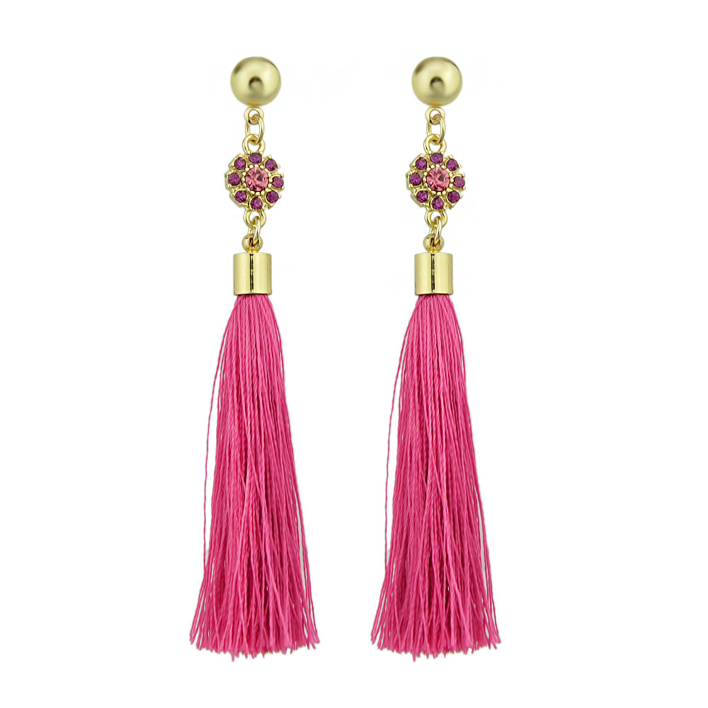 Ethnic Traditional Jewellery Rhinestone Flower Tassel Long Dangle Earrings Gift