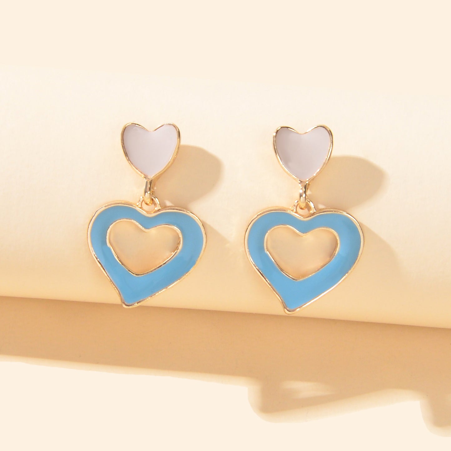 Female Jewellery Blue Enamel Love Heart Drop Earrings Party Decoration for Women