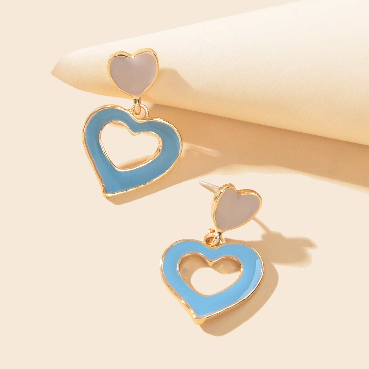 Female Jewellery Blue Enamel Love Heart Drop Earrings Party Decoration for Women