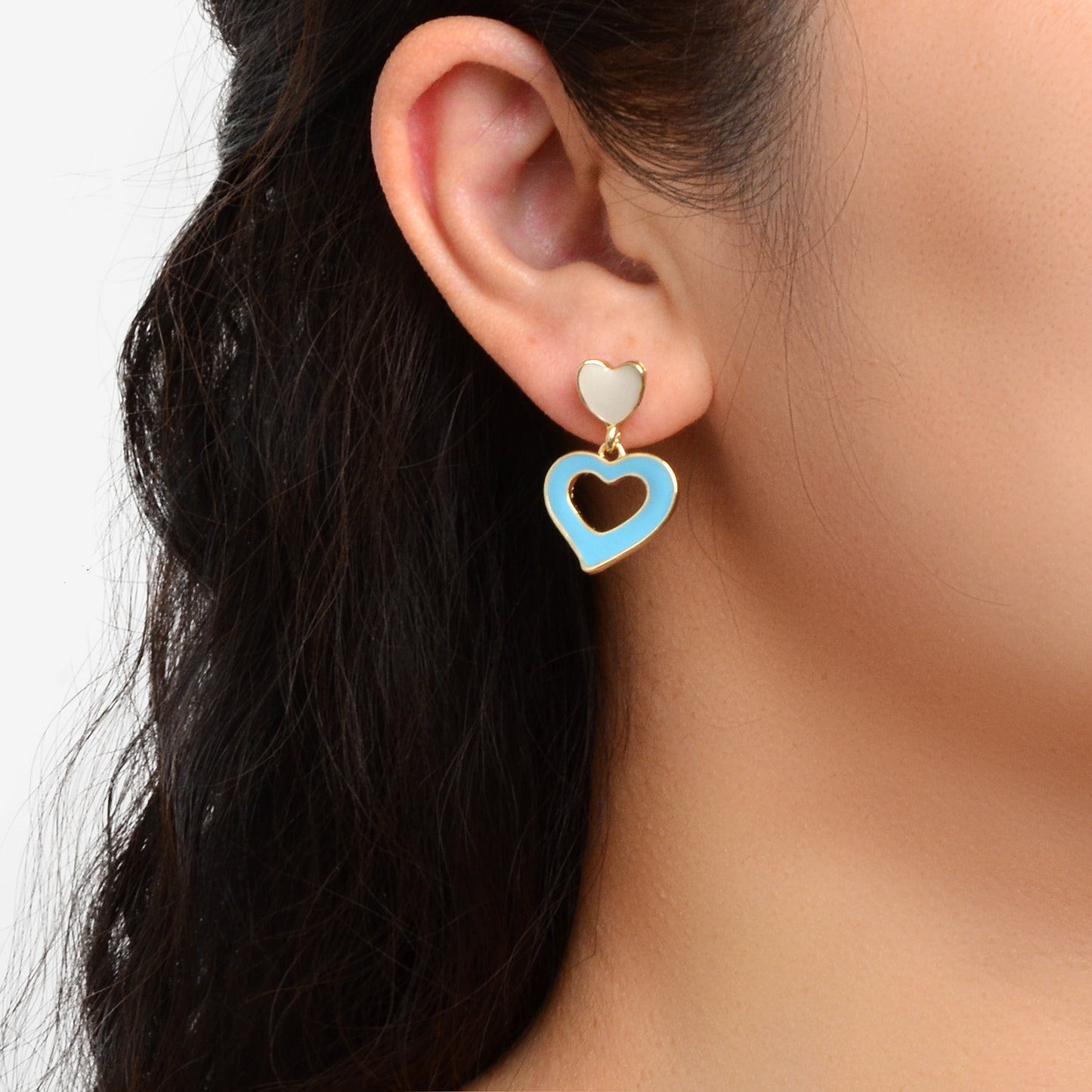 Female Jewellery Blue Enamel Love Heart Drop Earrings Party Decoration for Women