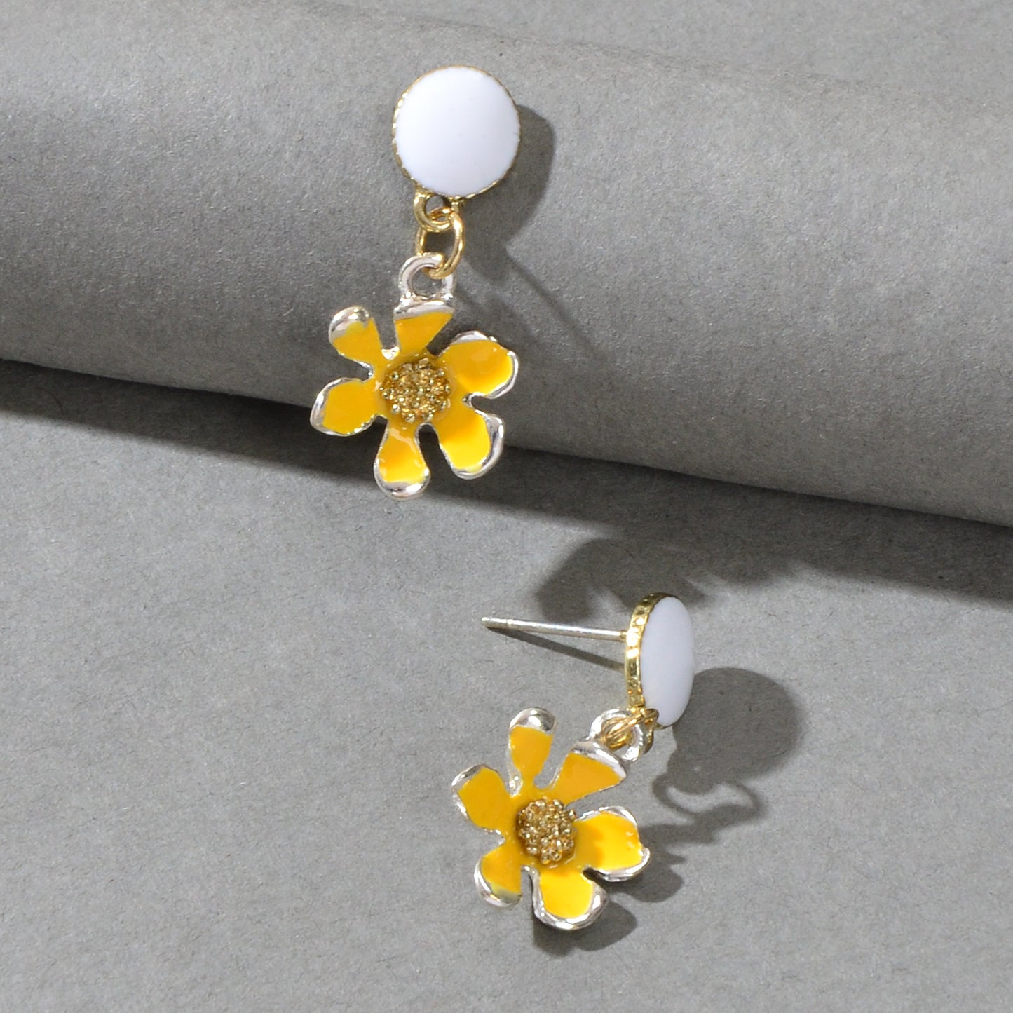 Boho Party Decoration Women Yellow White Flower Dangle Designer Jewellery Earrings