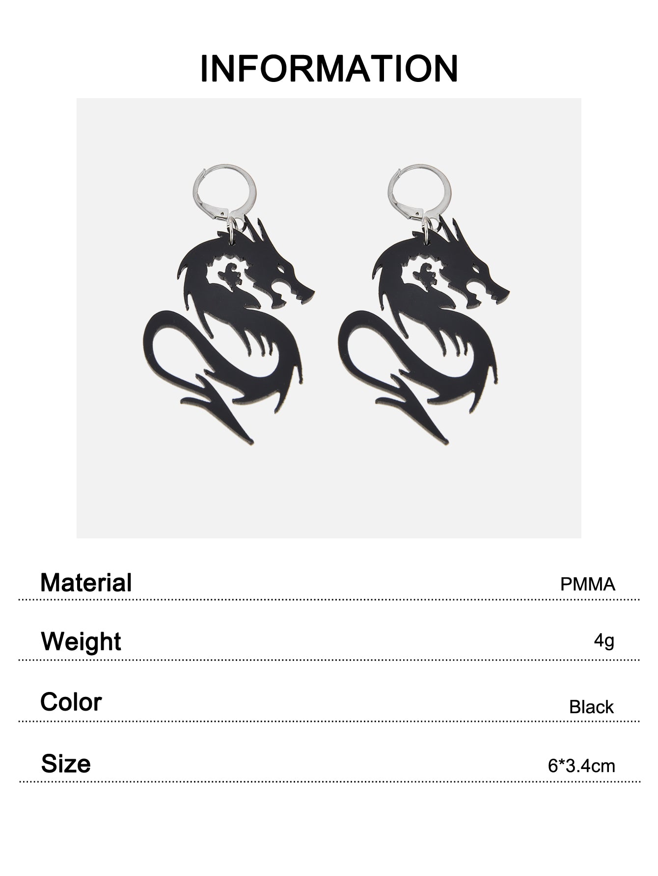 Halloween Acrylic Dragon Dangle Hoop Earring Gothic Spooky Party Cosplay Jewelry