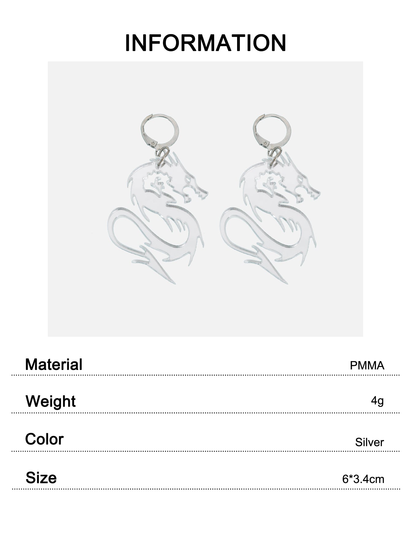 Halloween Acrylic Dragon Dangle Hoop Earring Gothic Spooky Party Cosplay Jewelry