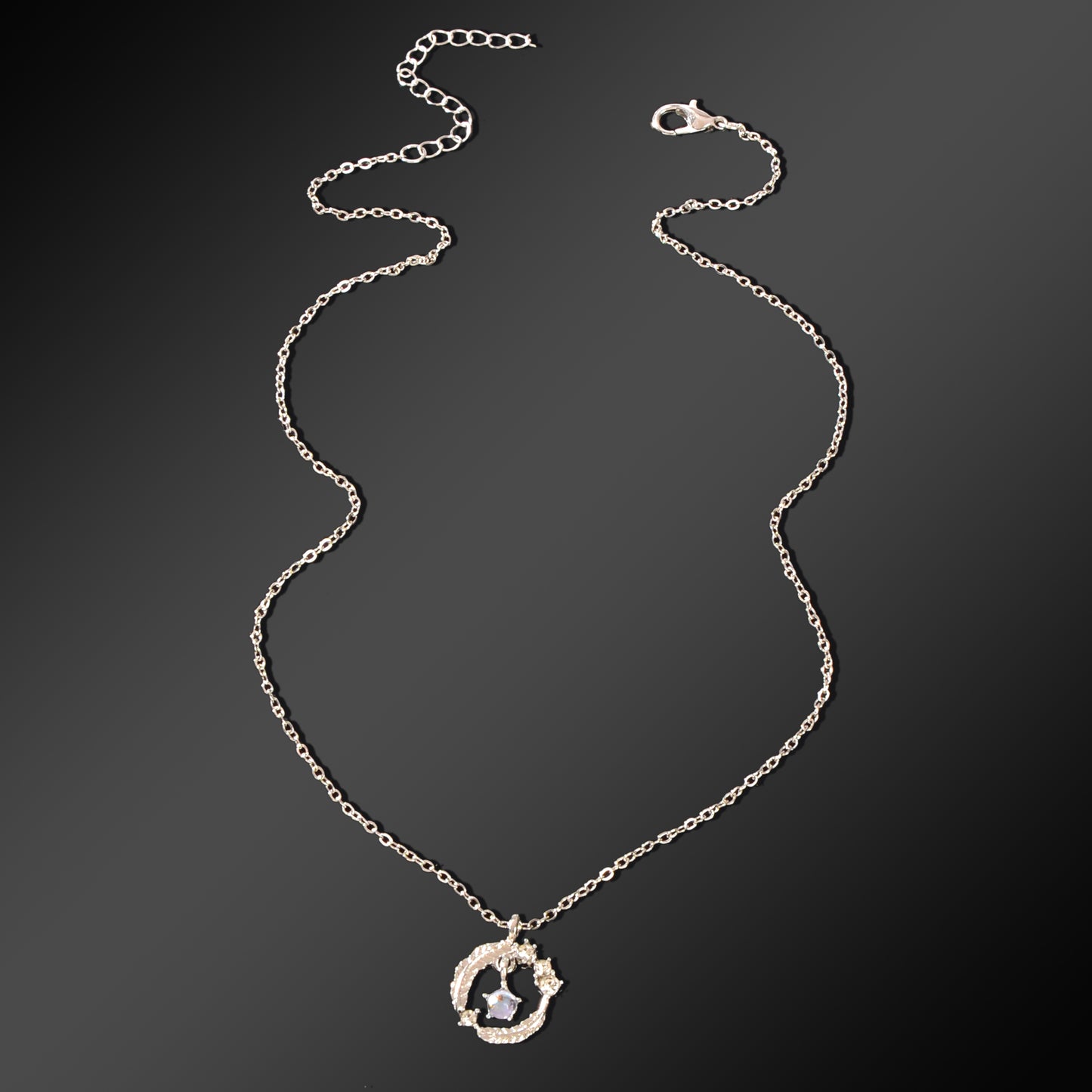 Festival Jewelry Gift Silvery Chain Rhinestone Decor Circle Pendant Necklace for Women