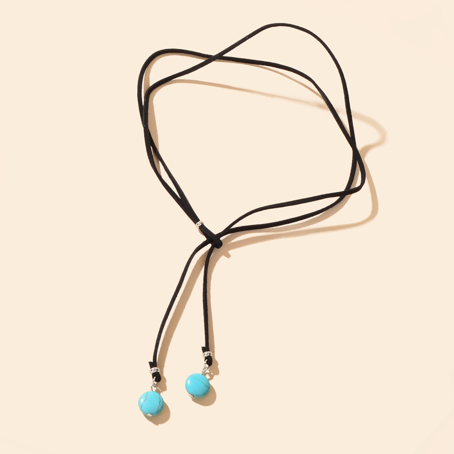 Boho Chic Blue Beads Charm Black Choker Necklace Vacation Party Daily Jewelry