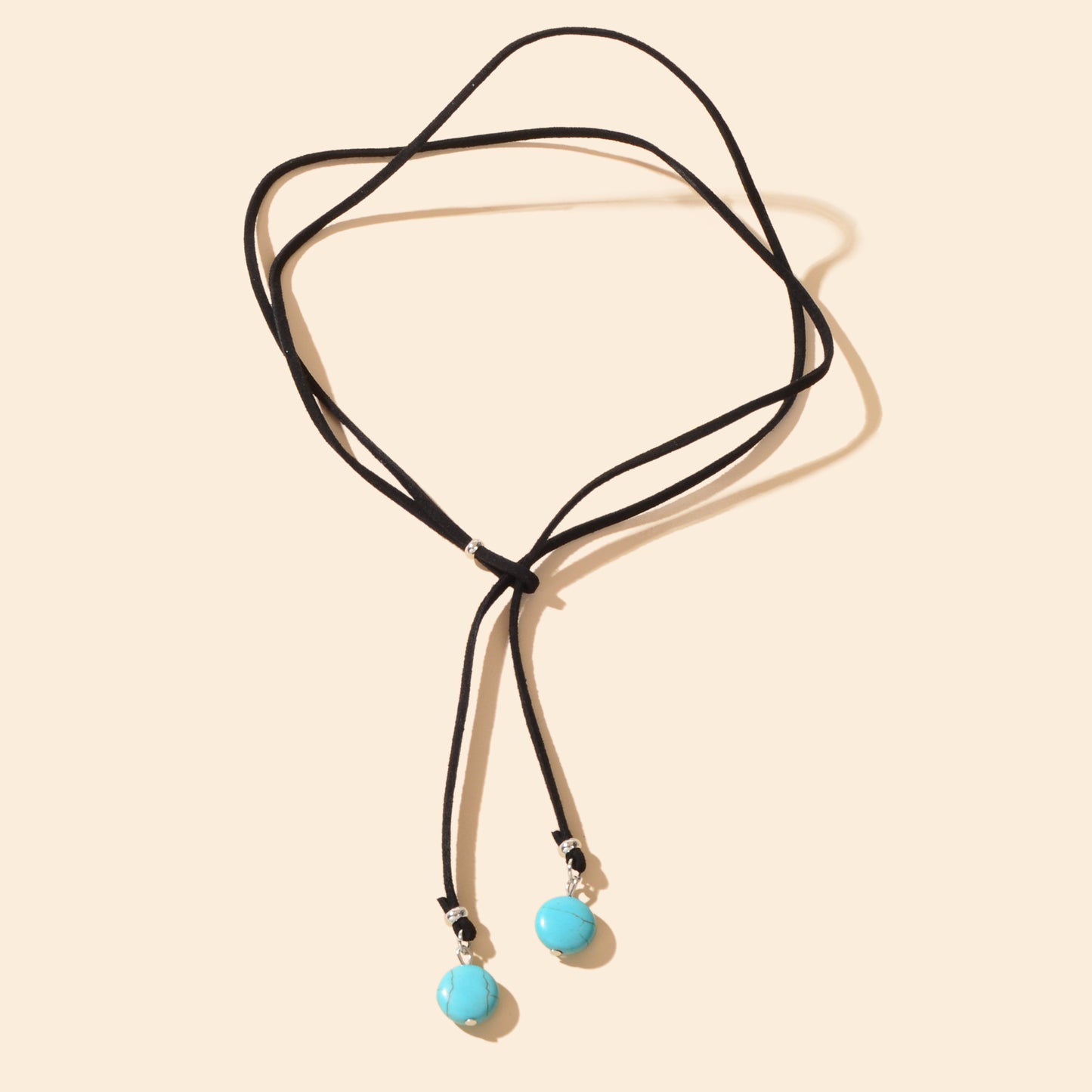Boho Chic Blue Beads Charm Black Choker Necklace Vacation Party Daily Jewelry