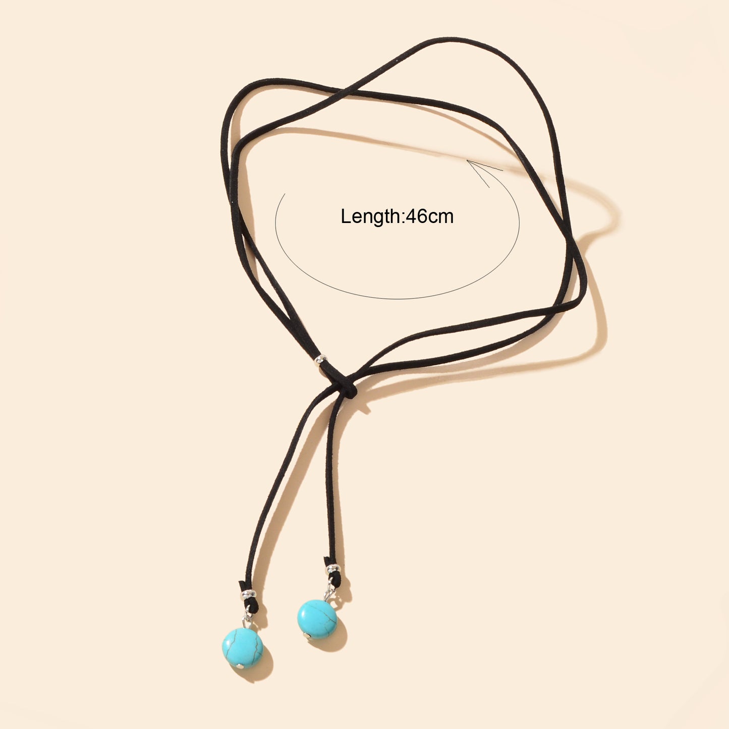 Boho Chic Blue Beads Charm Black Choker Necklace Vacation Party Daily Jewelry
