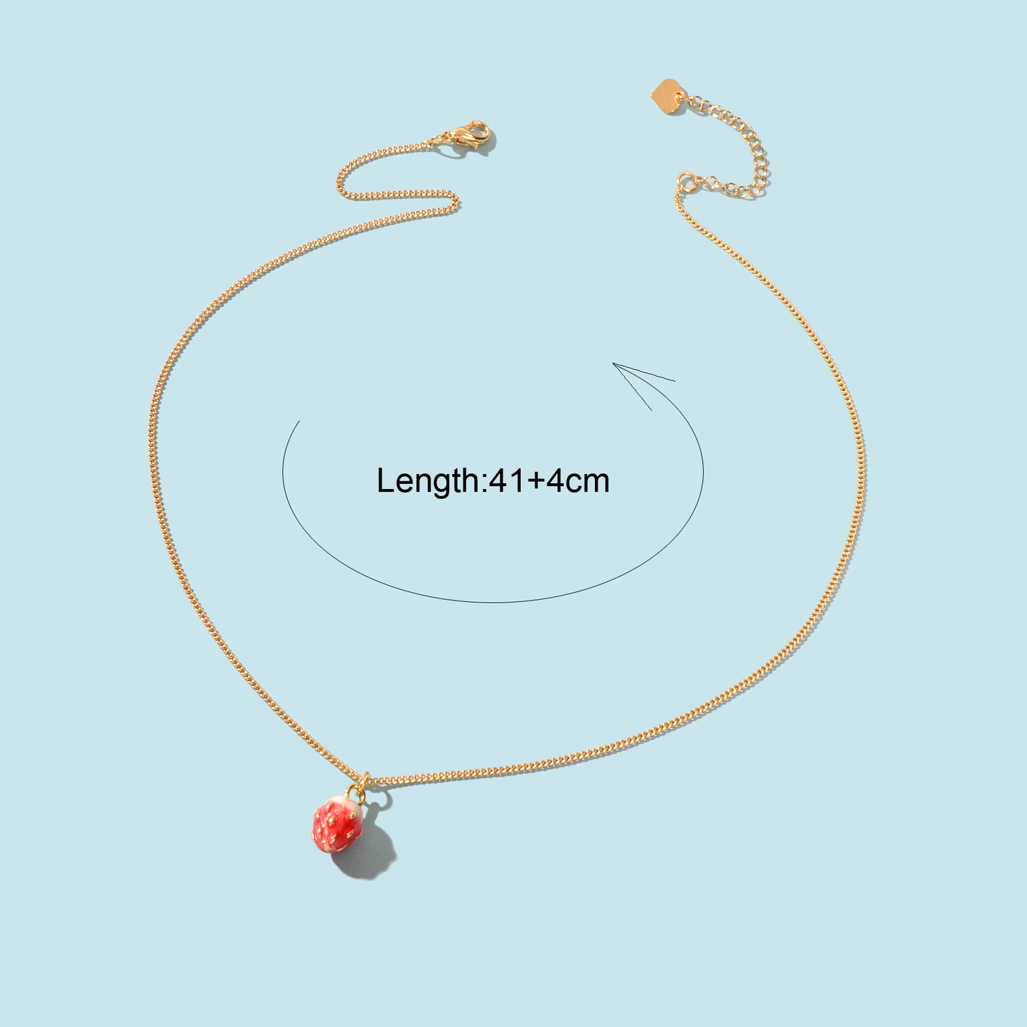 Y2k Gold Chain Red Strawberry Enamel Pendant Necklace Beautiful Fruit Jewellery