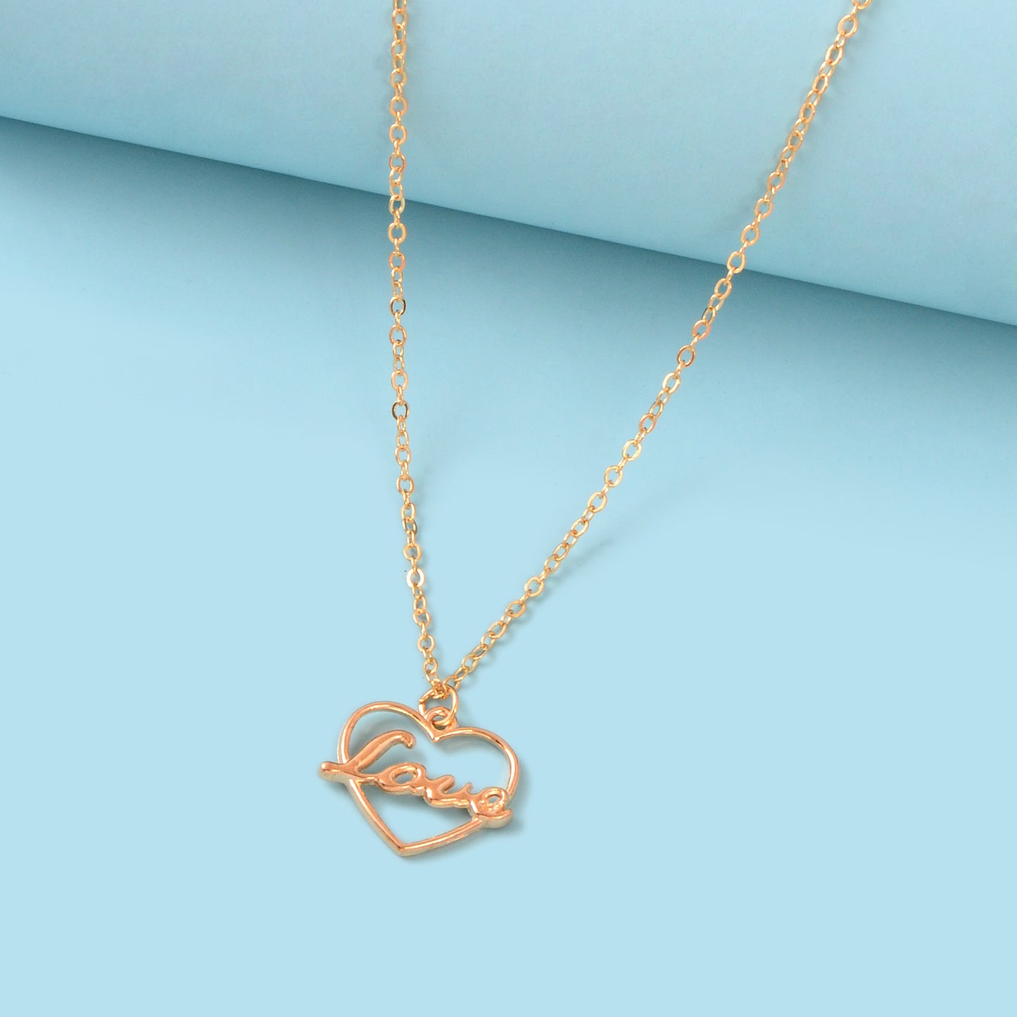 Perfect Wedding Gift Jewellery Gold Chain Heart Letter LOVE Pendant Necklace