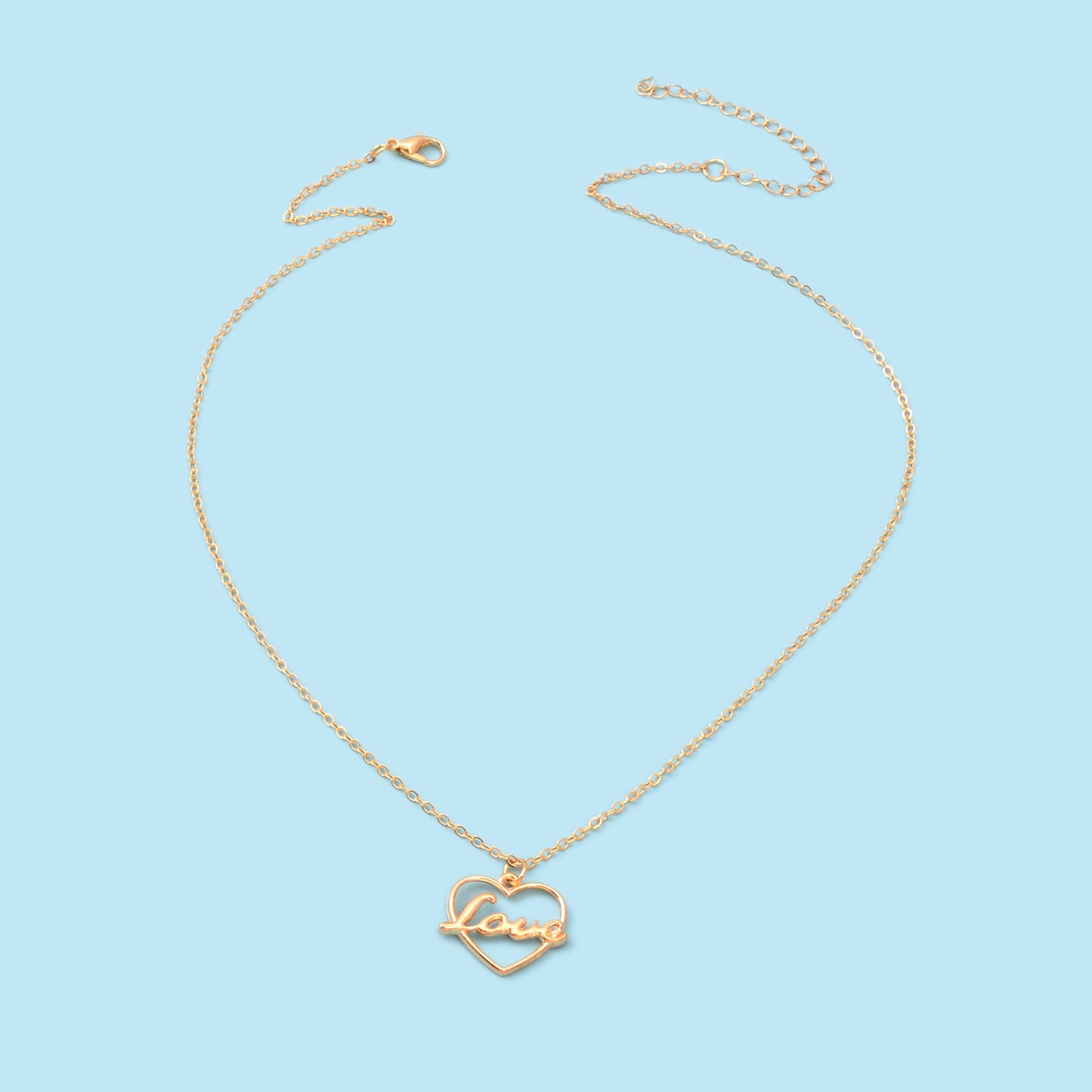 Perfect Wedding Gift Jewellery Gold Chain Heart Letter LOVE Pendant Necklace