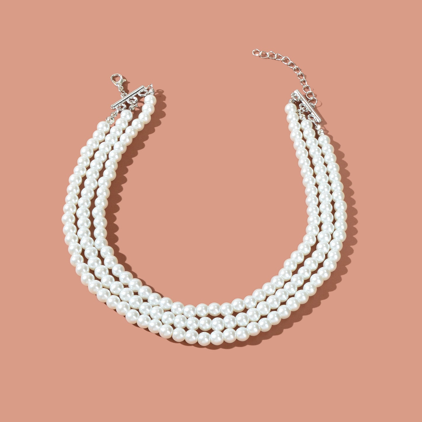 Elegant Wedding Jewellery Imitation Pearl Layered Beads Collar Necklace