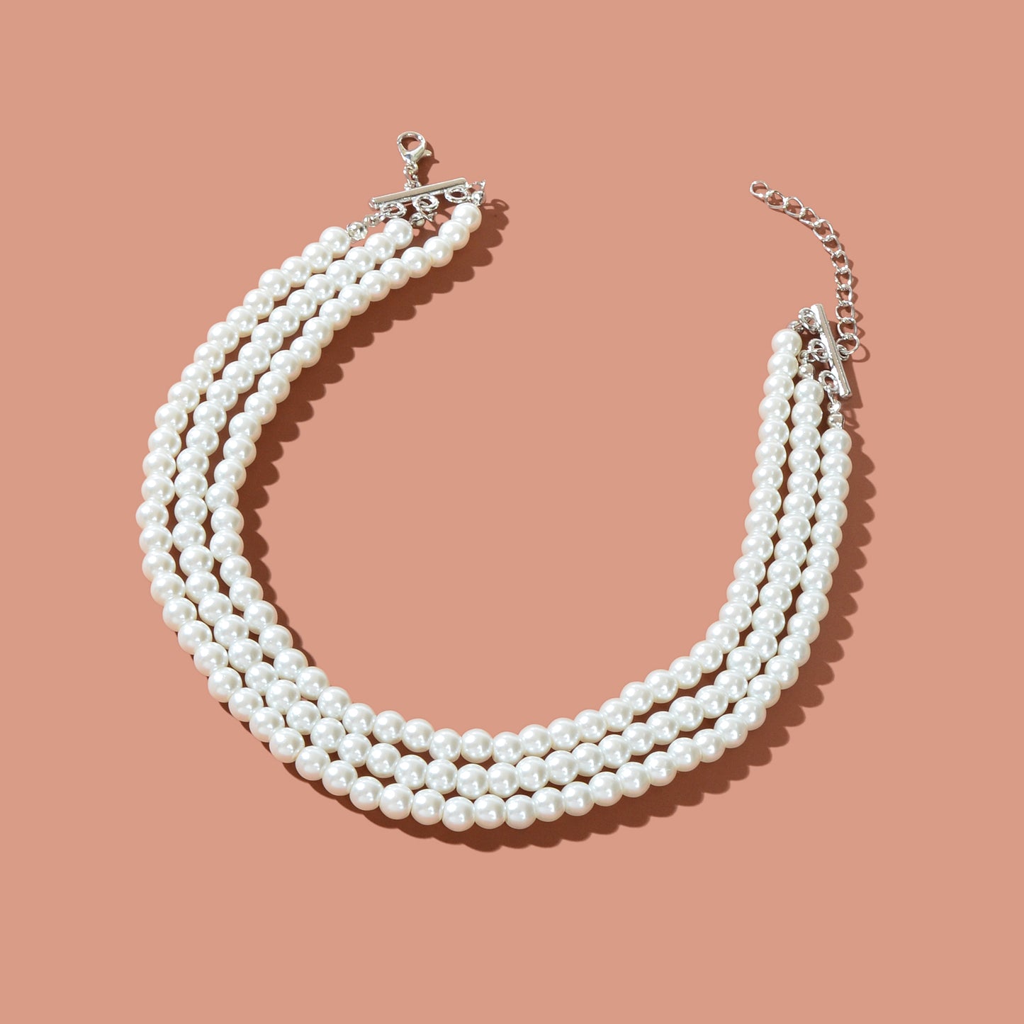 Elegant Wedding Jewellery Imitation Pearl Layered Beads Collar Necklace