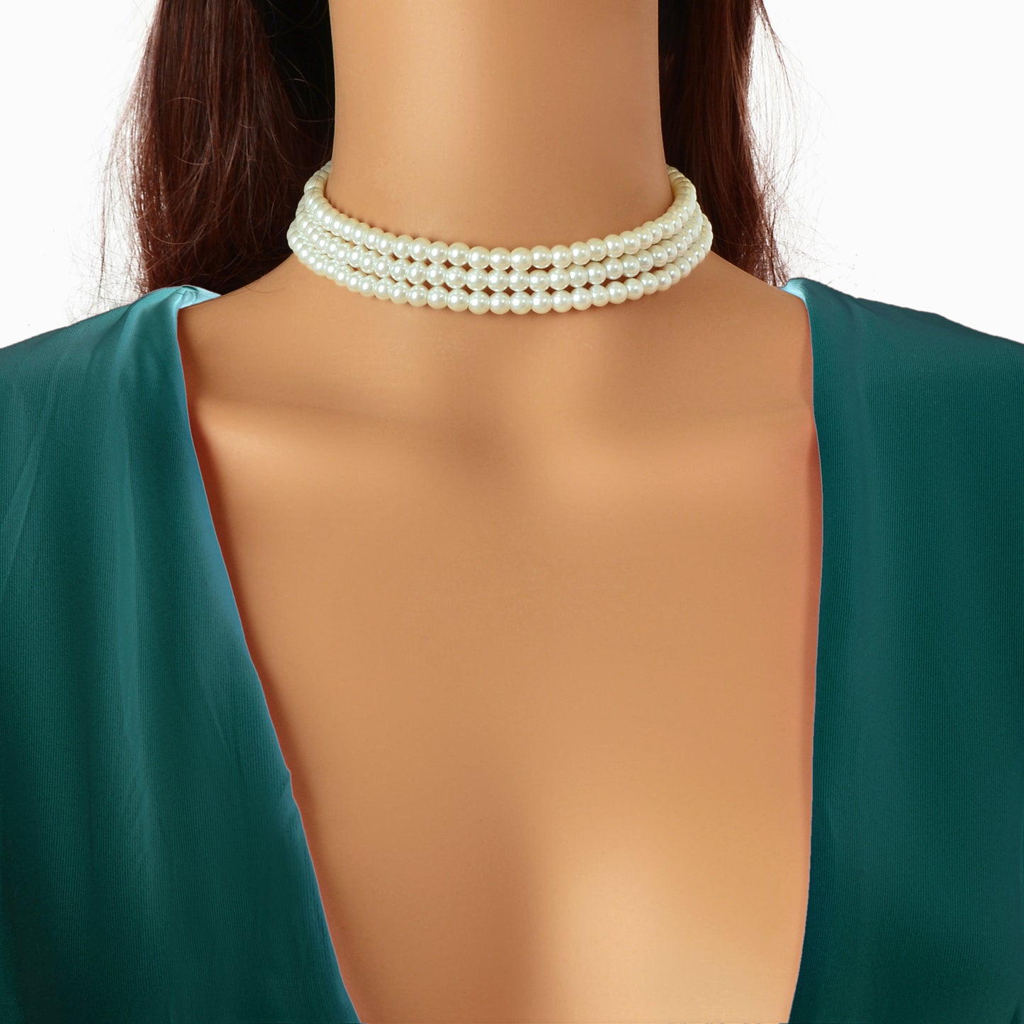 Elegant Wedding Jewellery Imitation Pearl Layered Beads Collar Necklace