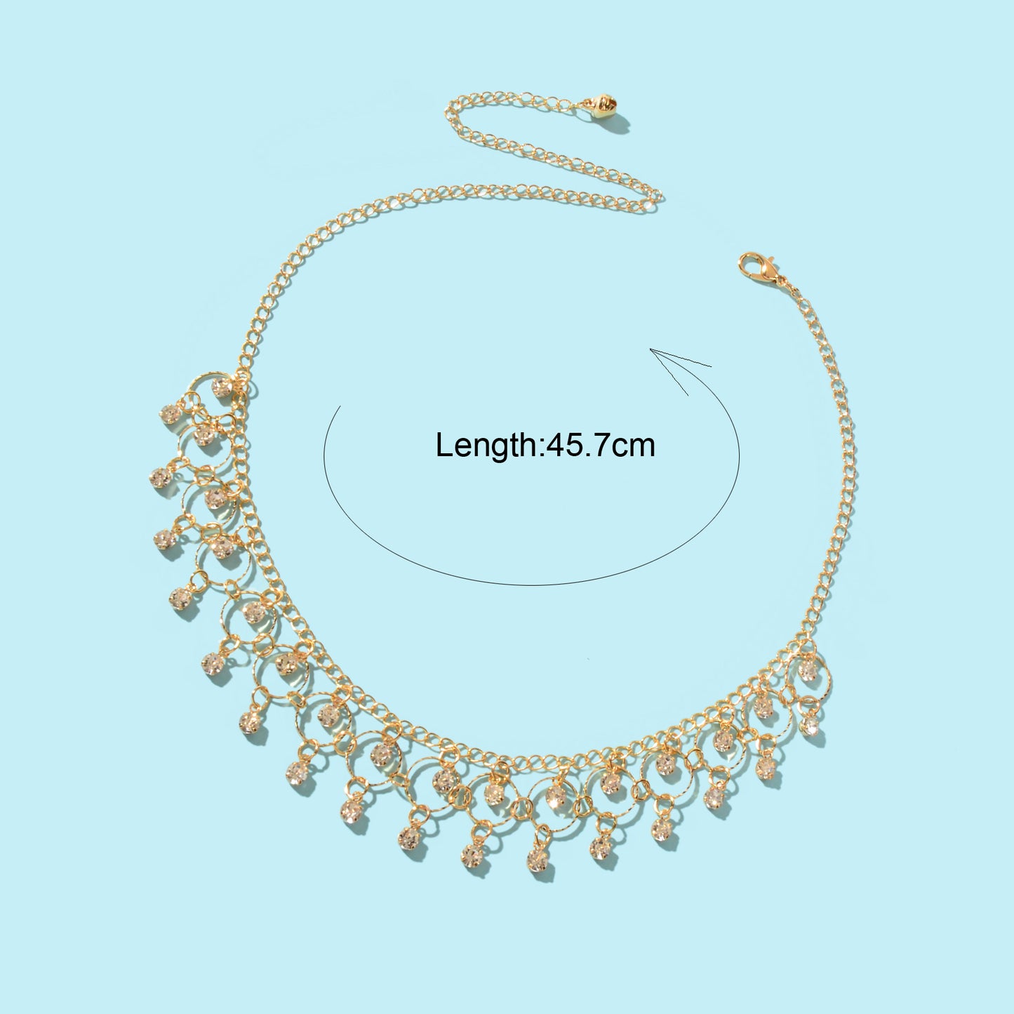 Stylish Party Prom Jewelry Rhinestone Charm Golden Chain Necklace for Women
