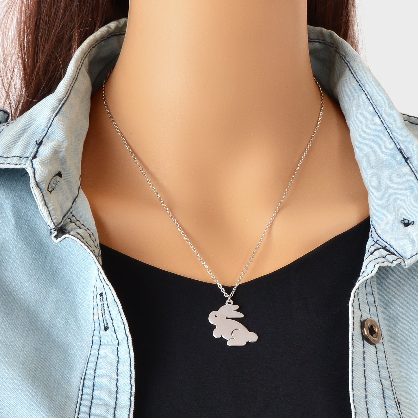 Silver Chain Cute Bunny Rabbit Charm Necklace Animal Jewellery Girls Easter Gift