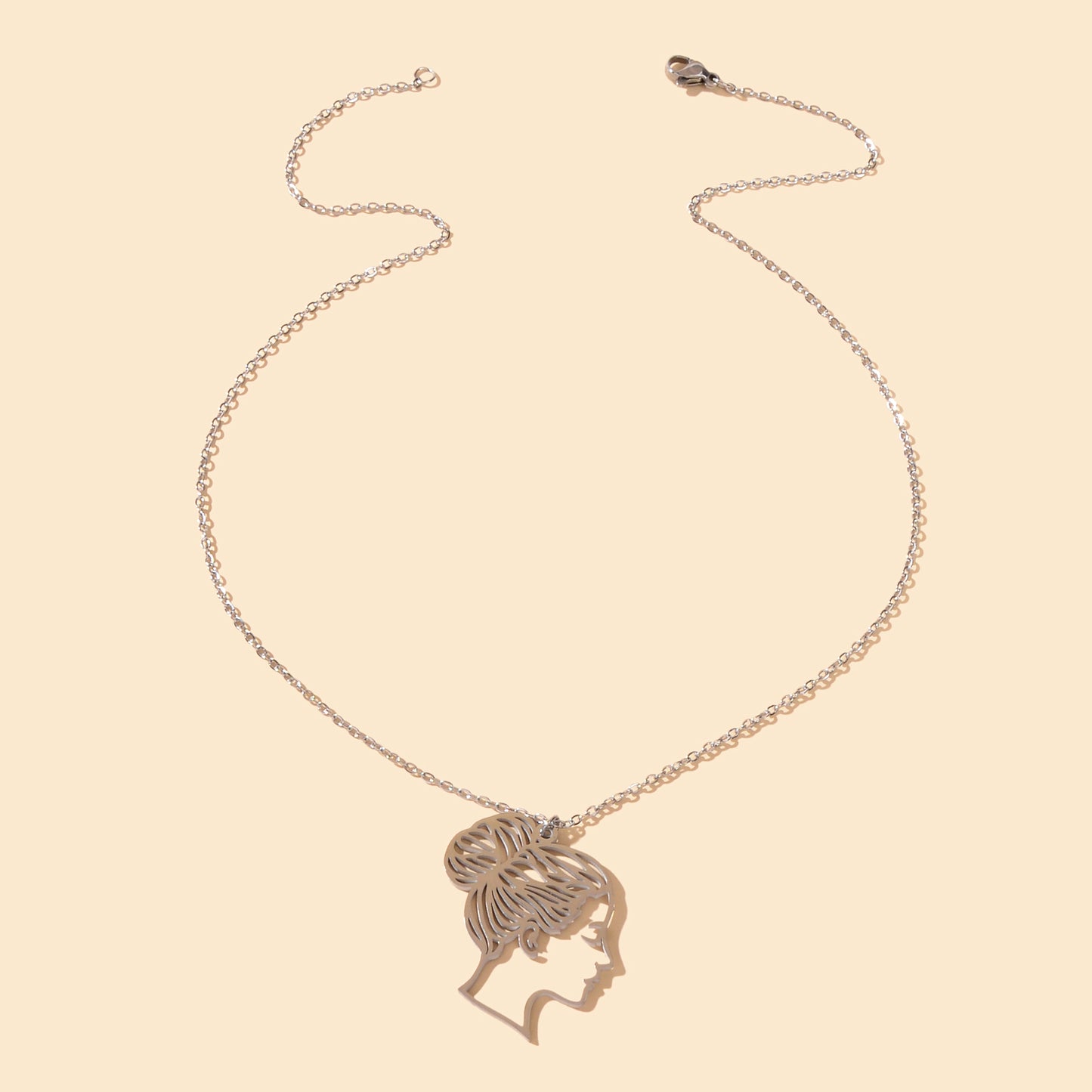 Designer Stylish Silver Thin Slice Hollow Beautiful Lady Pendant Dainty Necklace