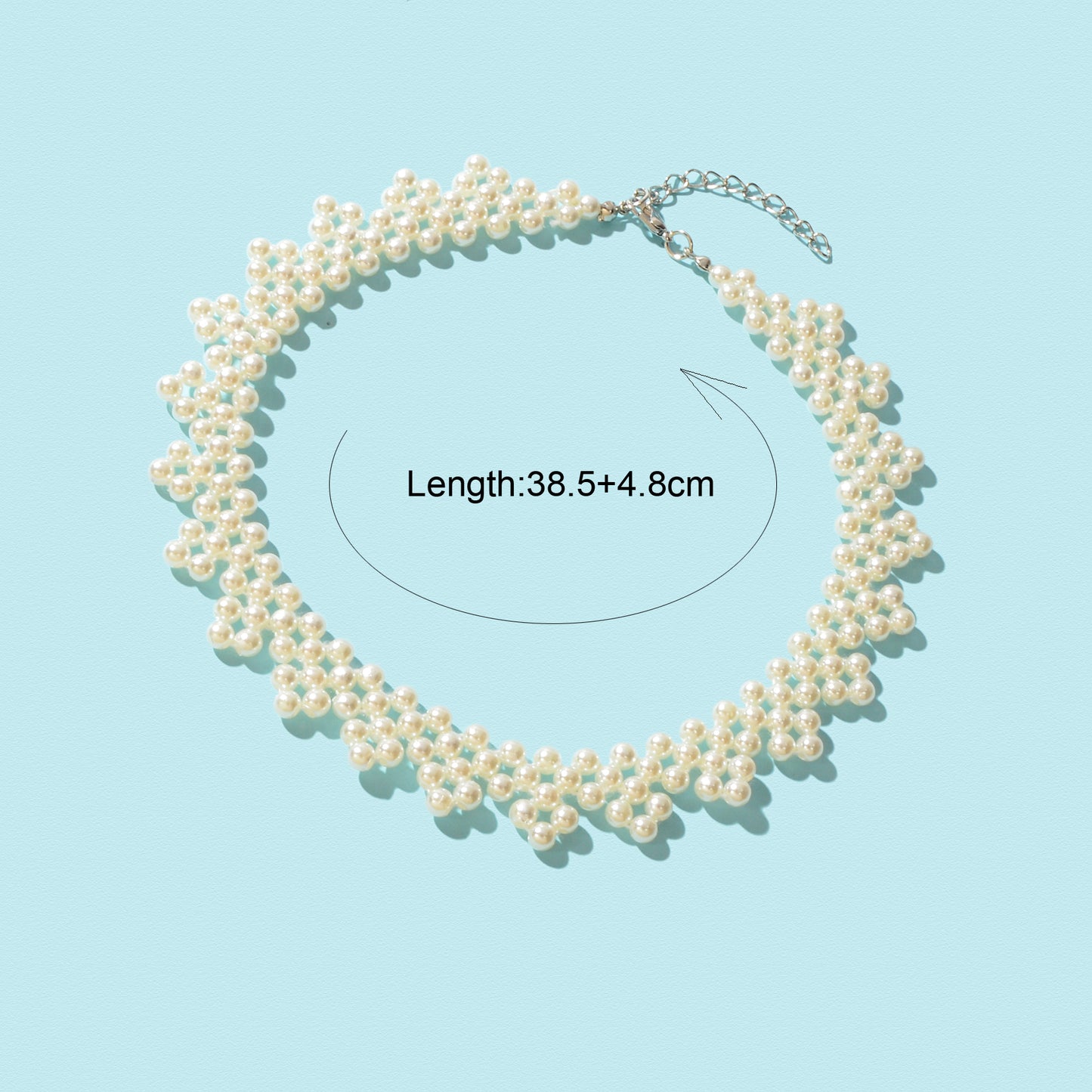 Elegant Vintage White Imitation Pearl Flower Woven Choker Necklace Weddings Dinner Party Jewelry