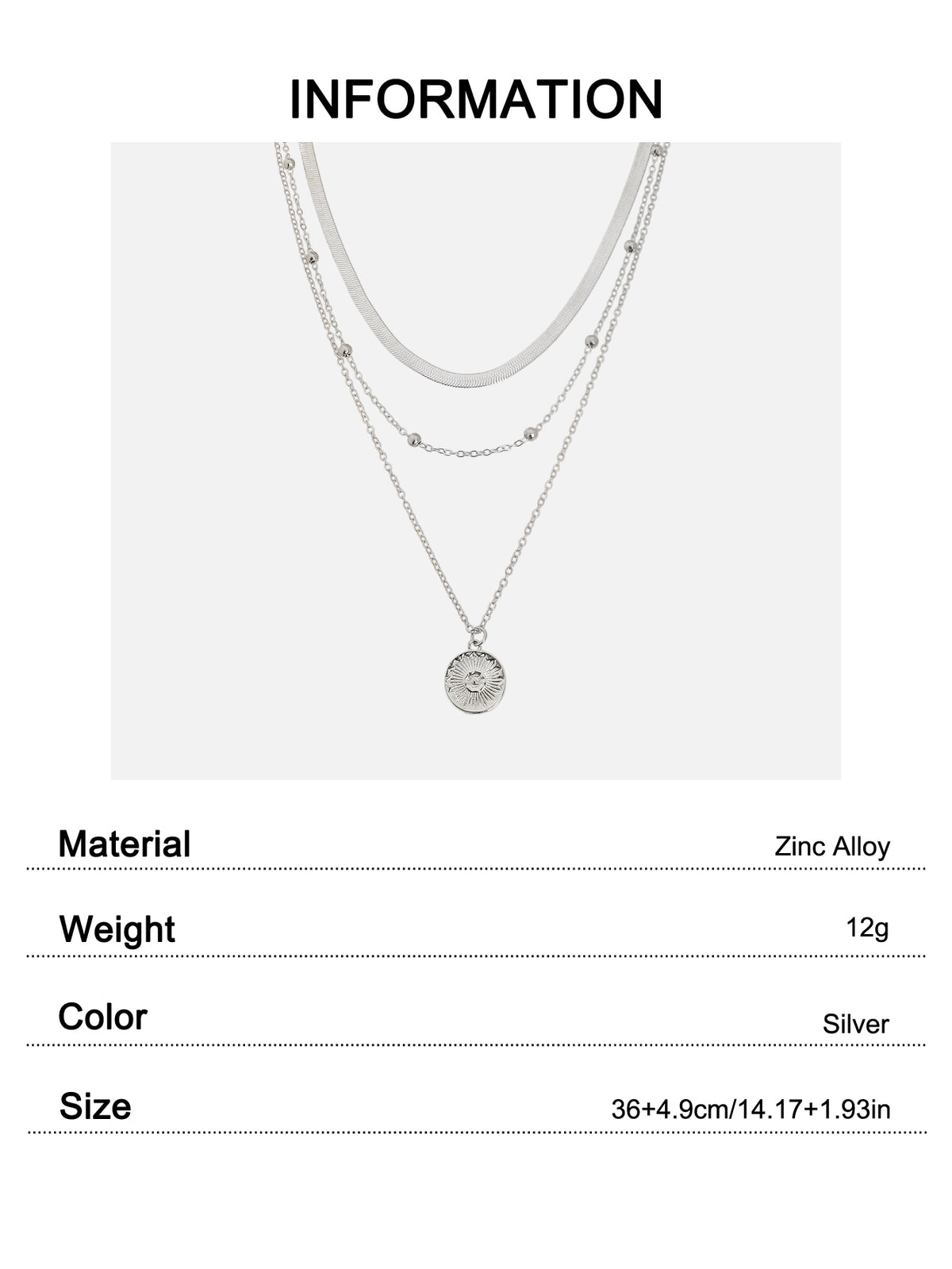 Boho Chic Jewelry Gold Silver Metal Multi-layer Chain Coin Disc Pendant Necklace
