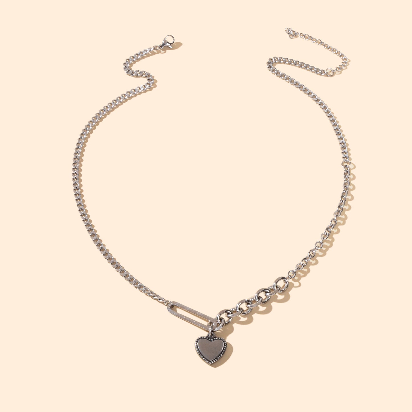 Fashion Party Decoration Multiple Silver Chain Love Heart Charm Trendy Necklace