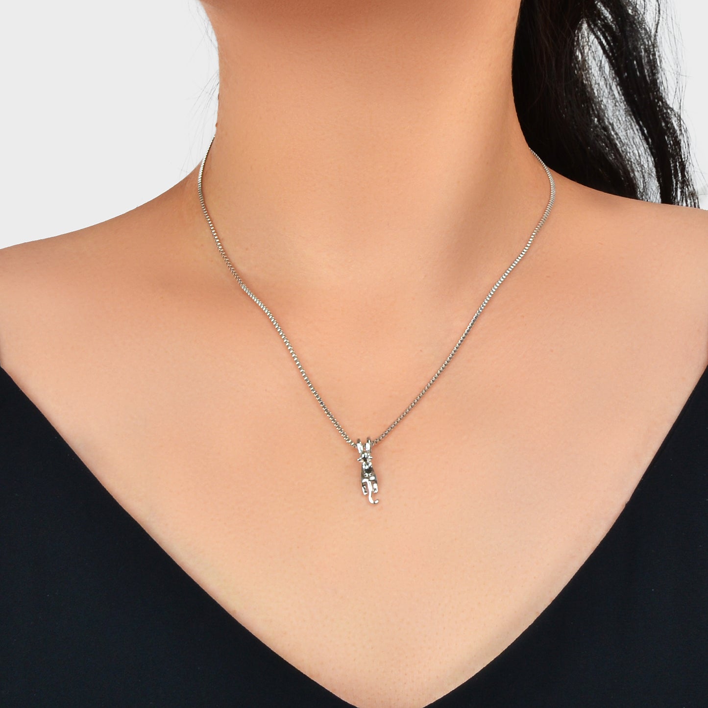 Cartoon Animal Theme Gift Jewelry Silver Chain Funny Litte Cat Pendant Necklace