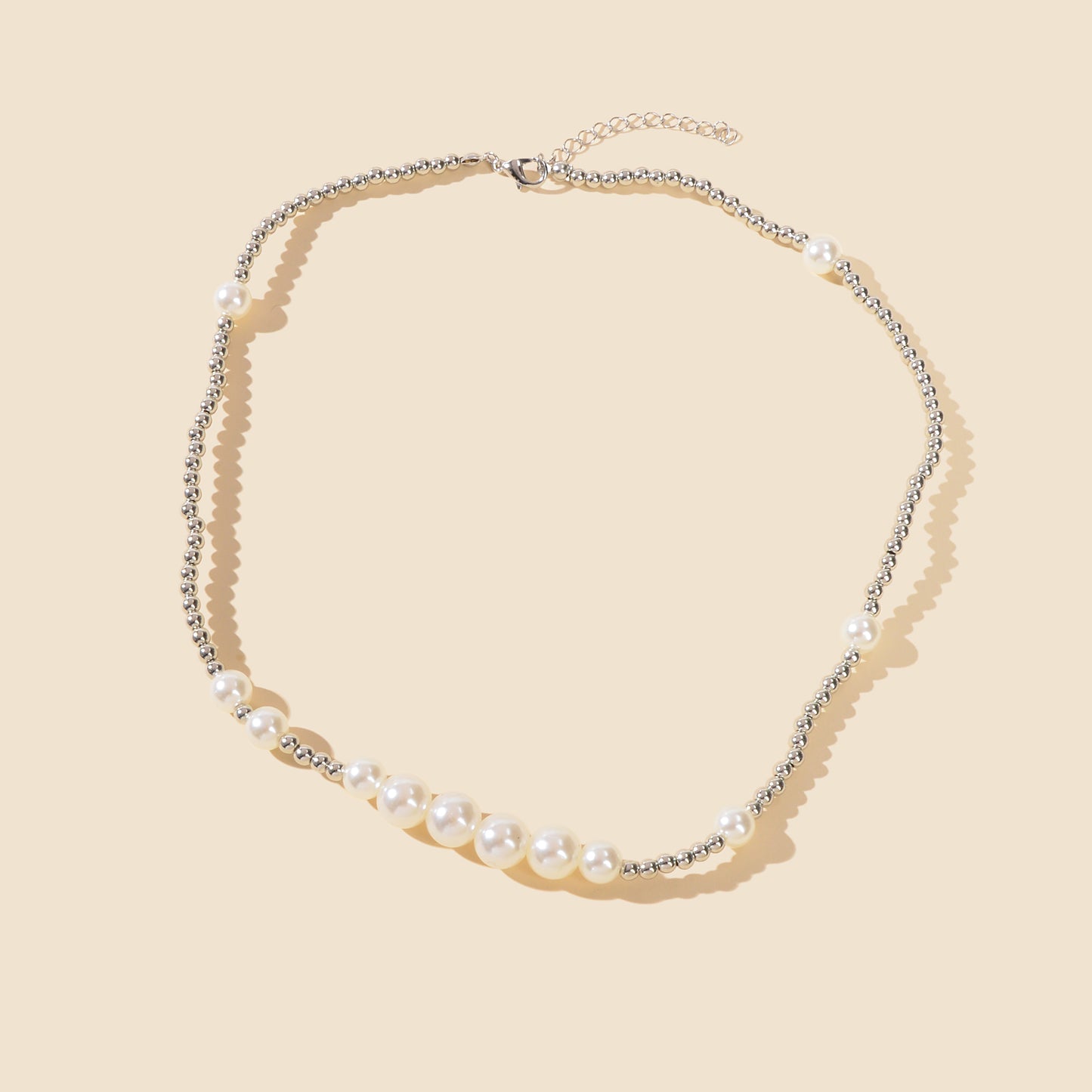 Trendy Jewellery Clavicle Silver Pearl Strand Seed Beads Collar Choker Necklace