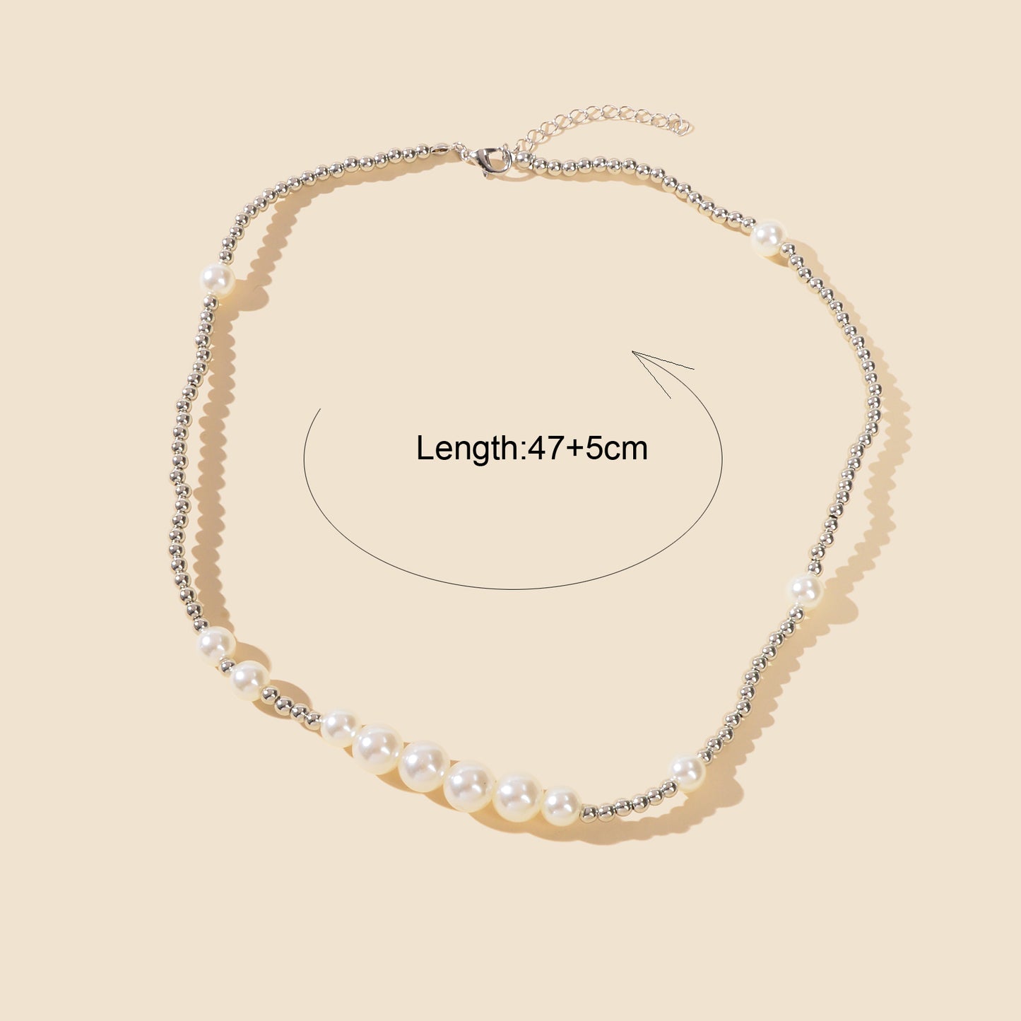 Trendy Jewellery Clavicle Silver Pearl Strand Seed Beads Collar Choker Necklace