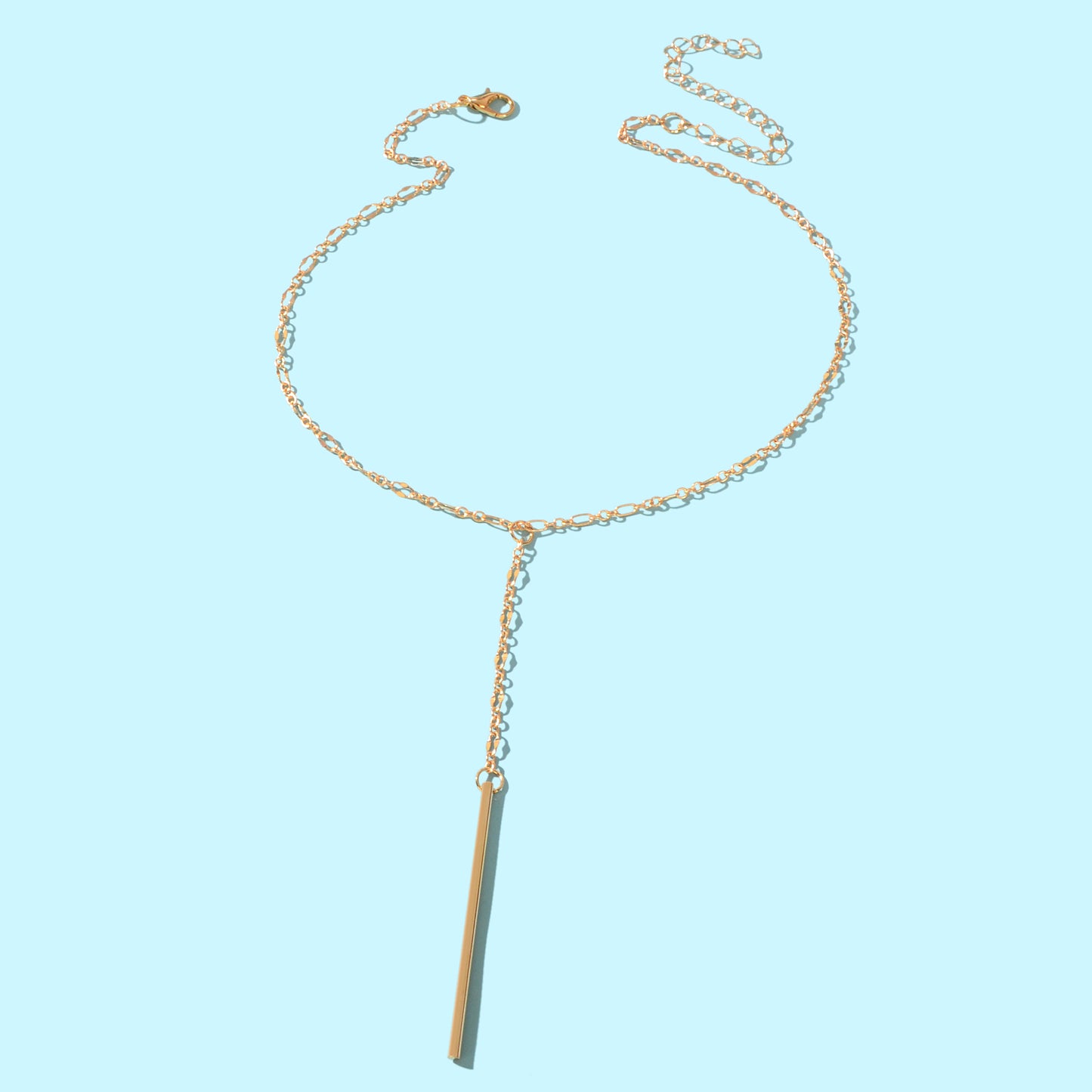 Y style Golden Chain Long Pendant Necklace for Women Party Daily Jewelry