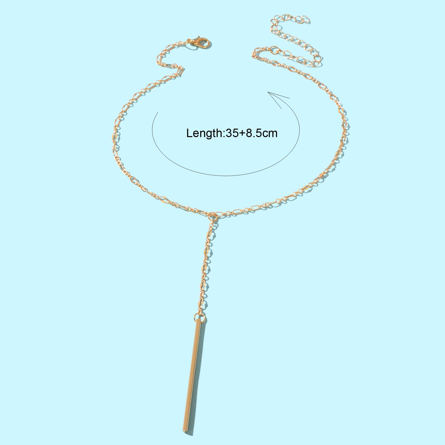 Y style Golden Chain Long Pendant Necklace for Women Party Daily Jewelry
