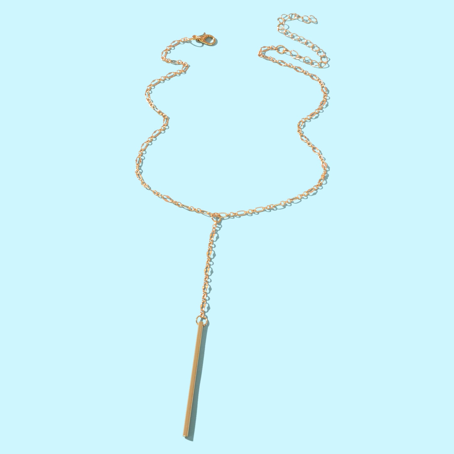 Y style Golden Chain Long Pendant Necklace for Women Party Daily Jewelry