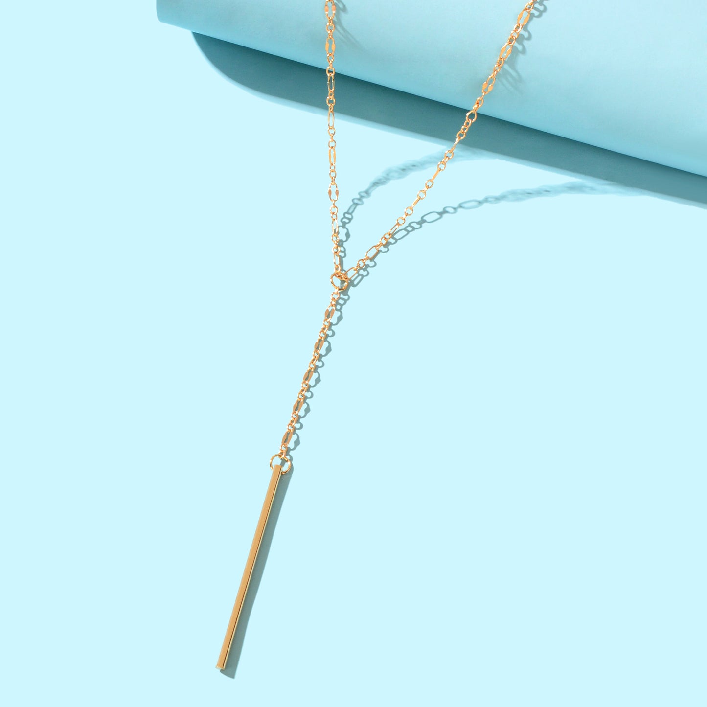 Y style Golden Chain Long Pendant Necklace for Women Party Daily Jewelry