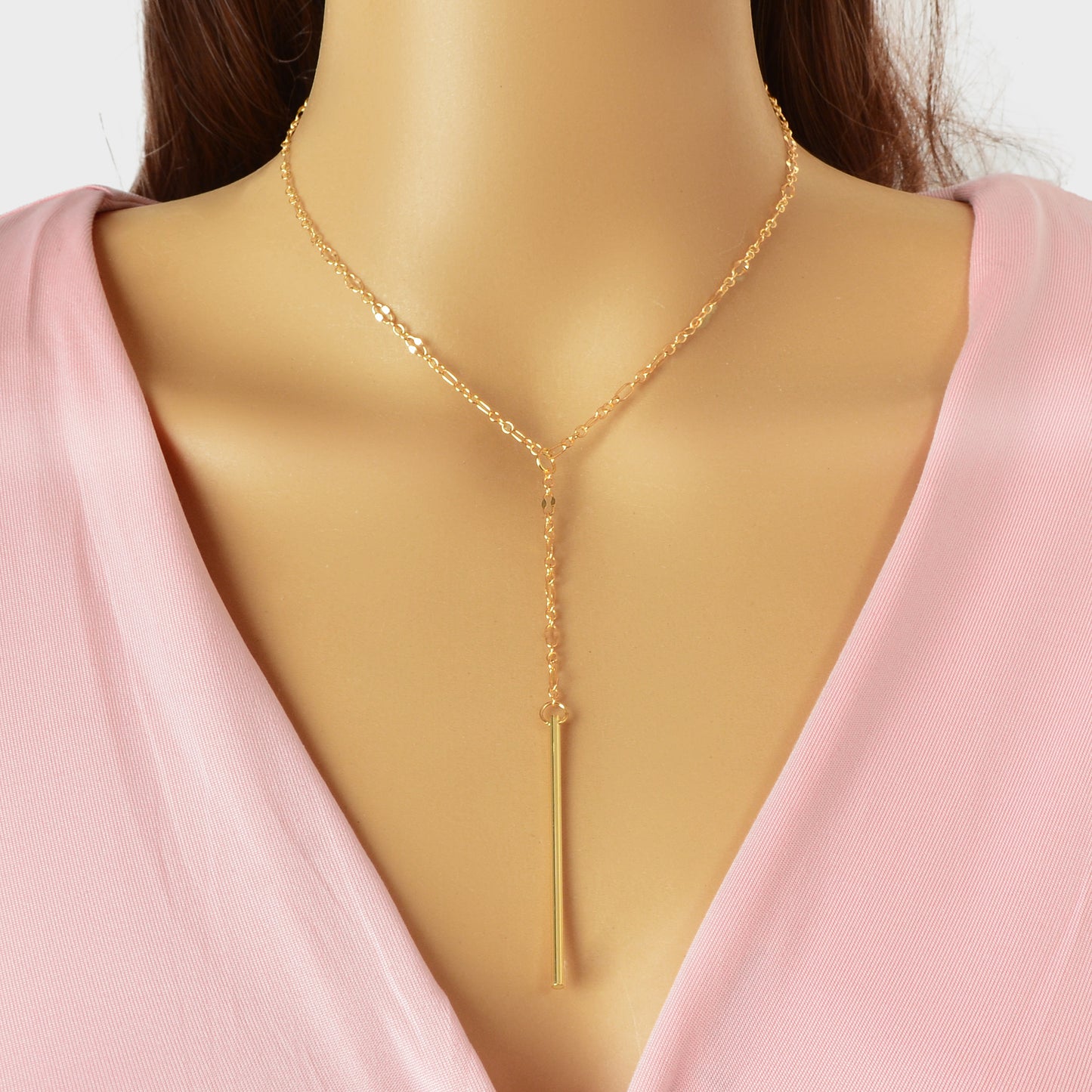 Y style Golden Chain Long Pendant Necklace for Women Party Daily Jewelry