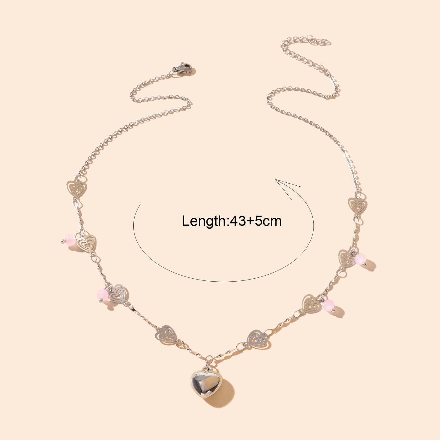 Dainty Party Gift Jewelry Silvery Chain Heart Pendant Necklace for Women Fashion Accessories