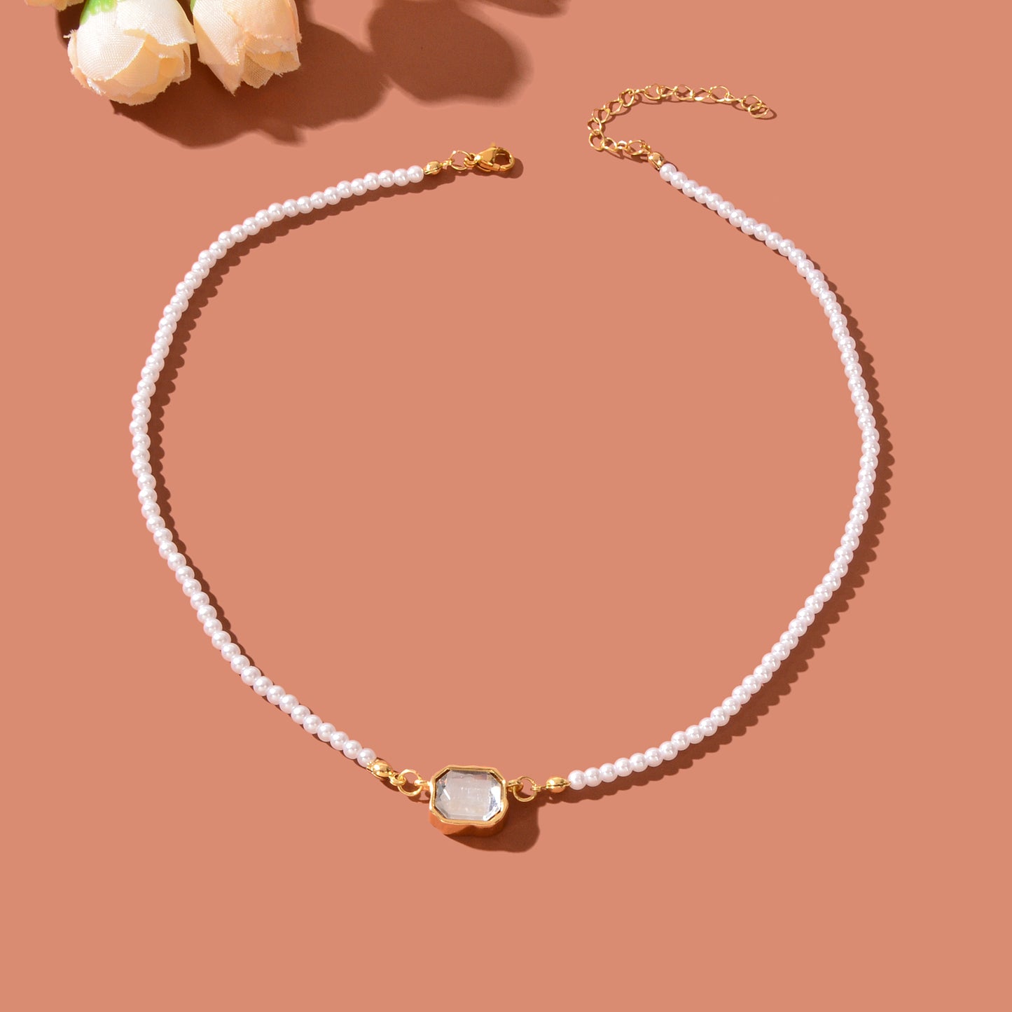 Elegant Imitation Pearl Beads Chain Collar Necklace Women Party Prom Jewelry
