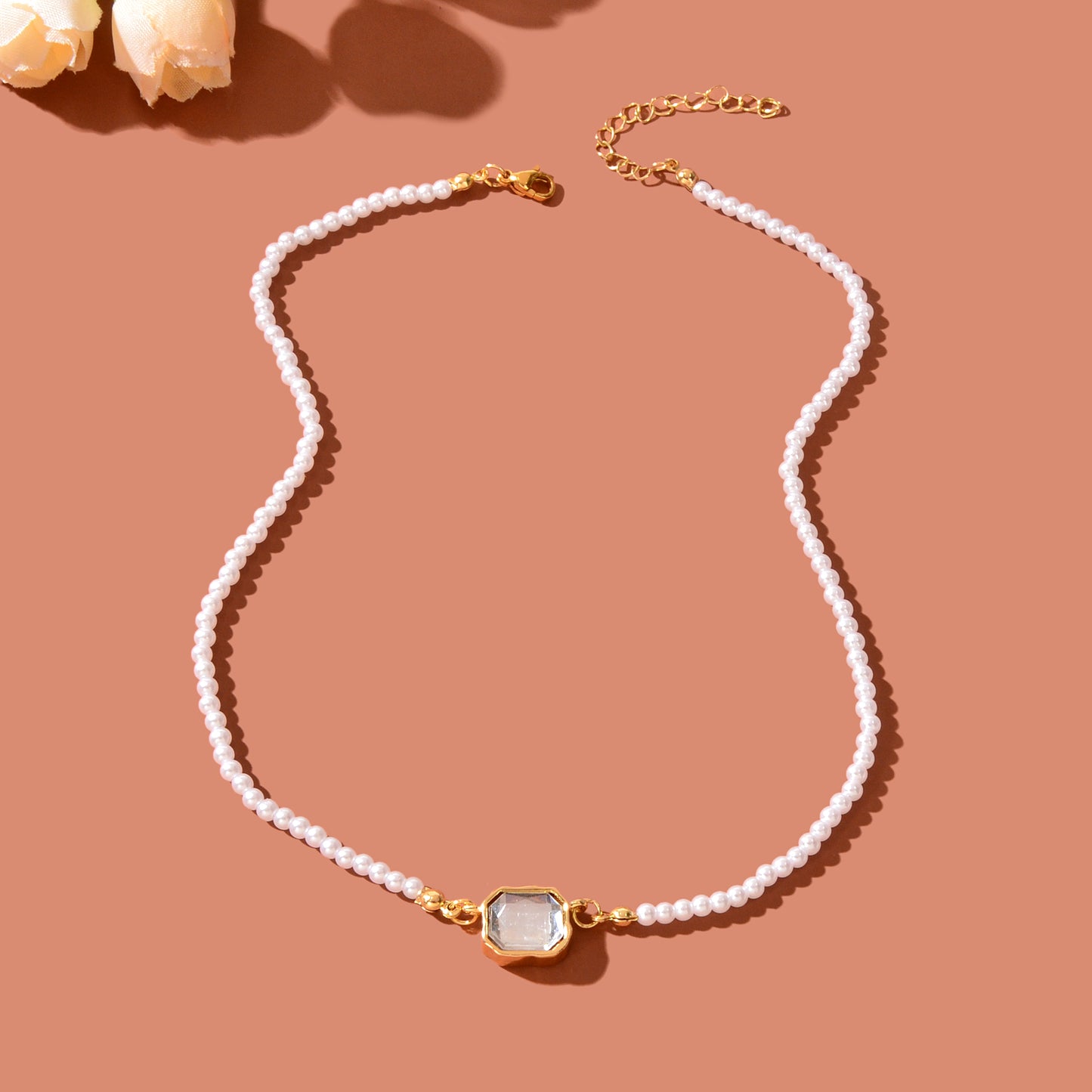 Elegant Imitation Pearl Beads Chain Collar Necklace Women Party Prom Jewelry