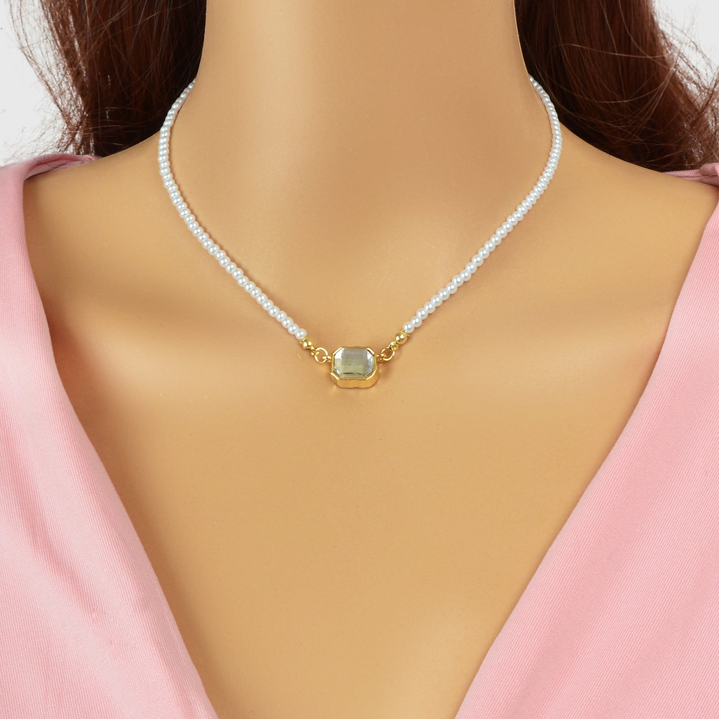 Elegant Imitation Pearl Beads Chain Collar Necklace Women Party Prom Jewelry