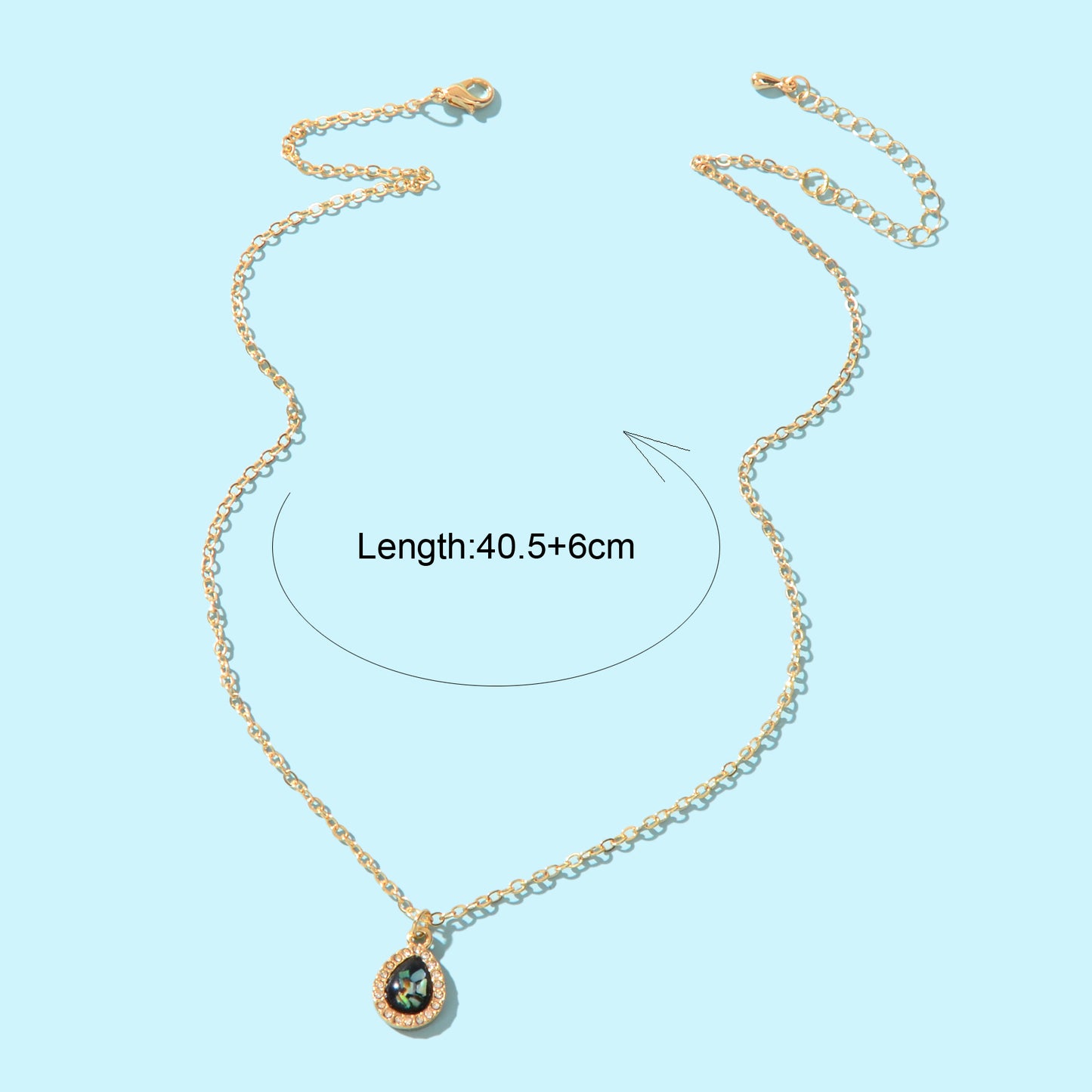Delicate Golden Chain Rhinestone Decor Water Drop Pendant Necklace Elegant Anniversary Mother's Day Jewelry Gift