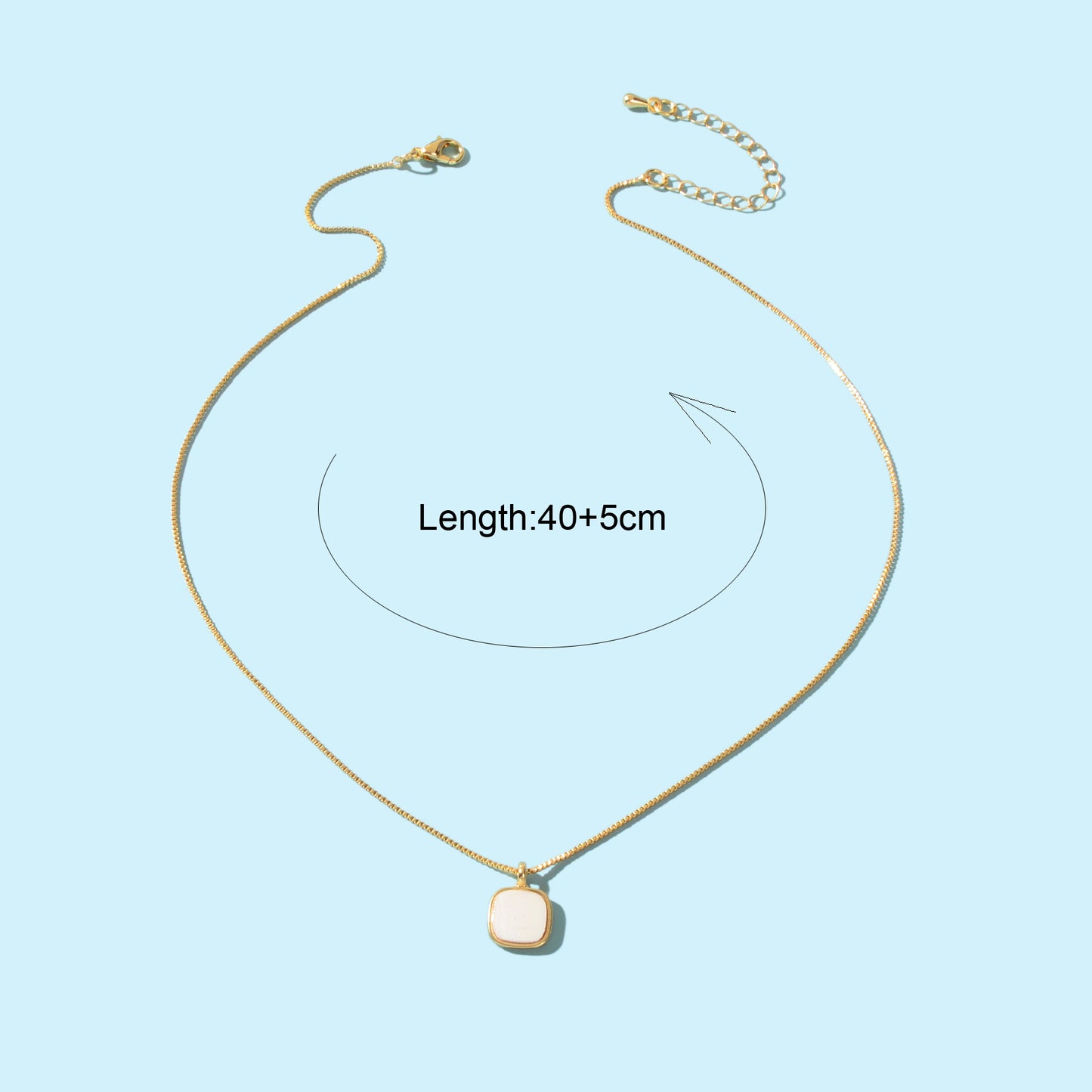 Stylish Jewelry Golden Chain White Square Pendant Necklace for Women Fashion Accessories
