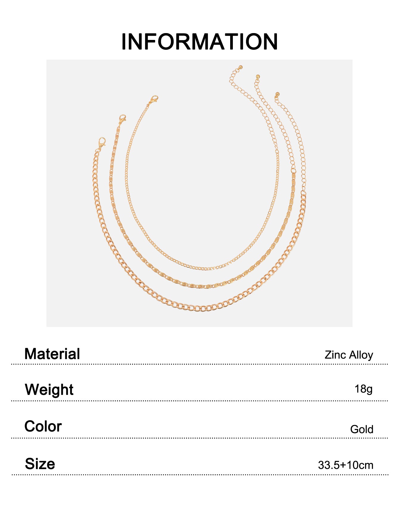 3 pcs Gold Silver Chain Boho Chic Minimalist Necklace Women Accessories Jewelry