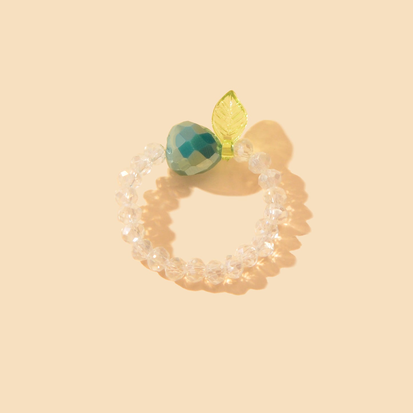 Dainty Gifts for Women Girls Handmade Transparent Resin Beads Elastic Fruit Ring