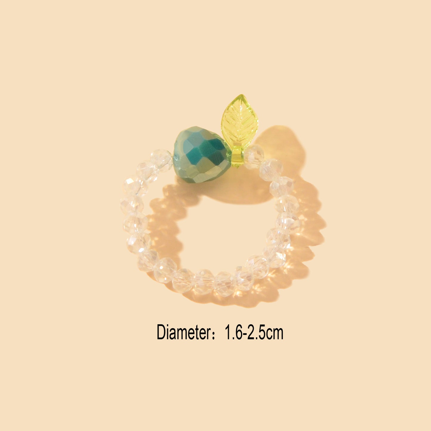Dainty Gifts for Women Girls Handmade Transparent Resin Beads Elastic Fruit Ring