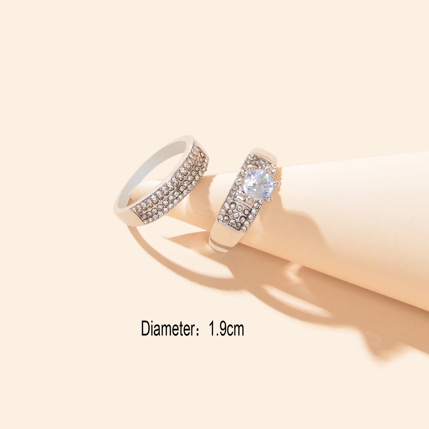 Luxurious Shiny Rhinestone Decor Silvery Stackable Finger Rings Wedding Anniversary Engagement Gift Jewelry