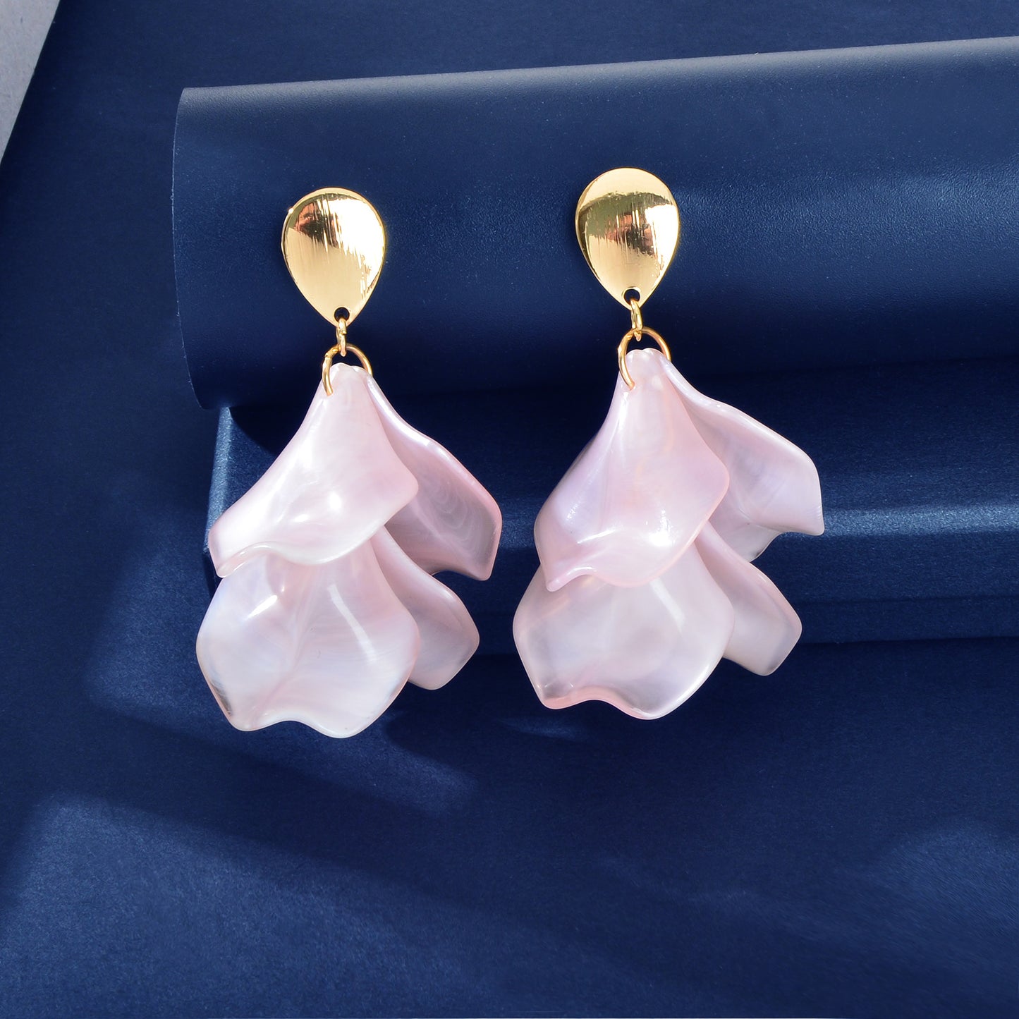 1pair Elegant Flower Petal Dangle Earrings for Women Daily Dating Party Jewelry
