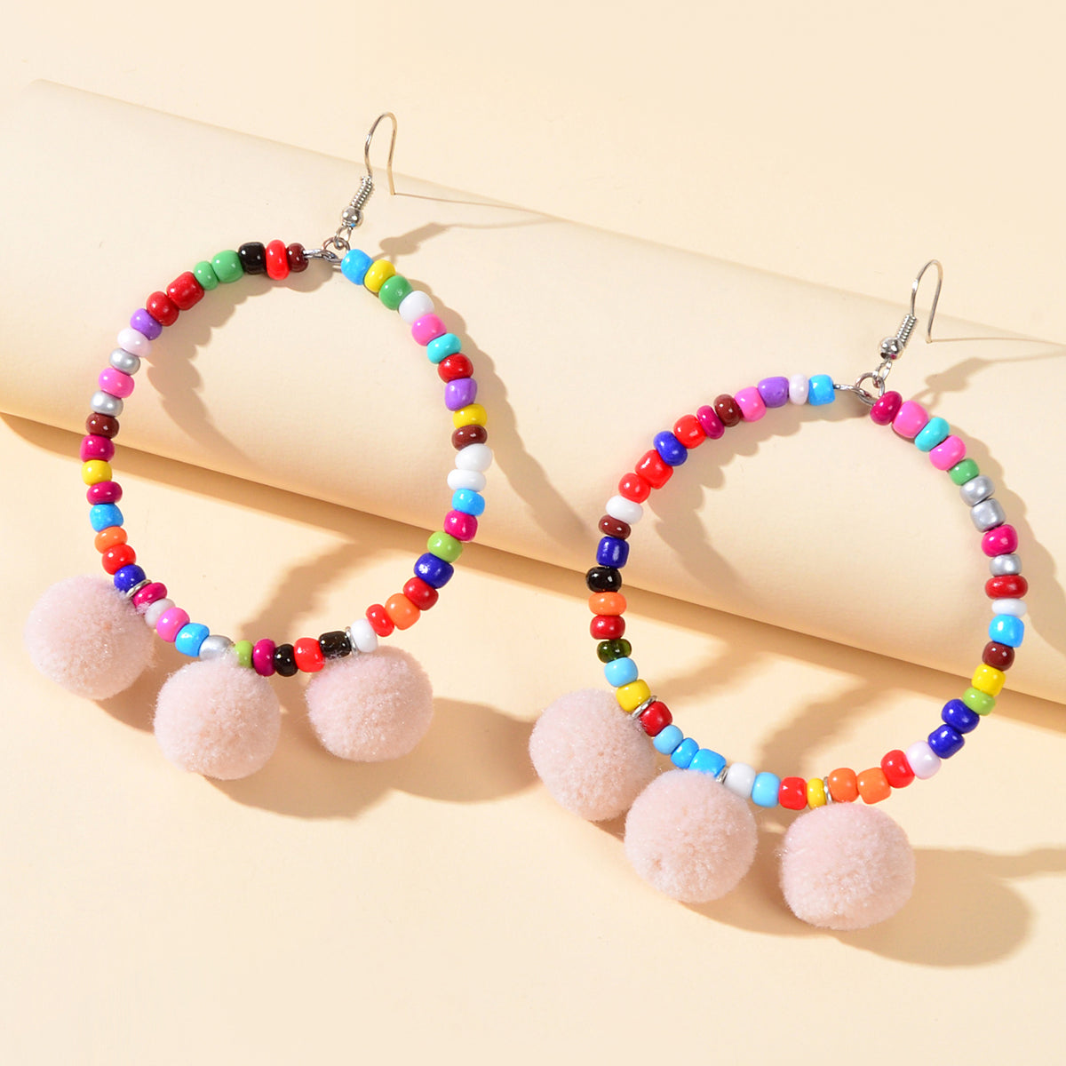 Ethnic Bohemian Style Colorful Beads Circle Ball Charm Dangle Earrings Jewellery