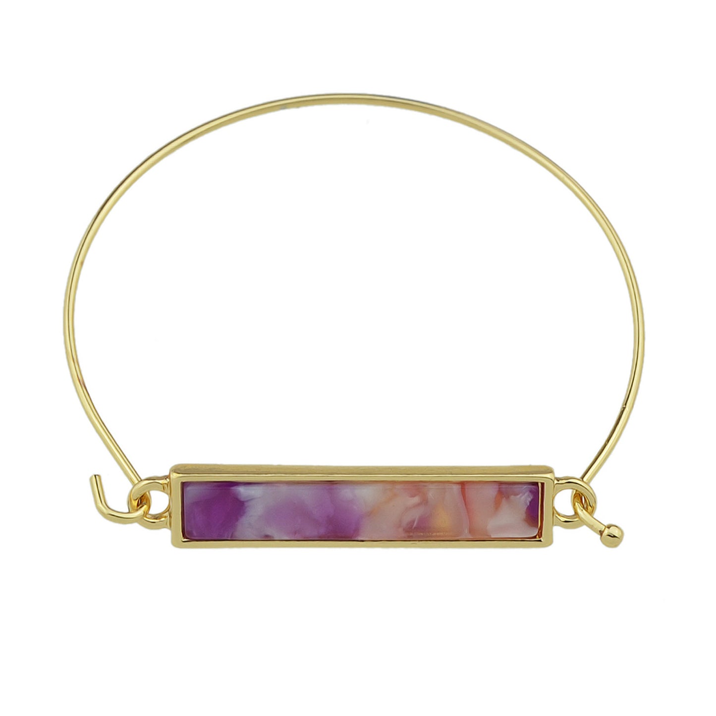 Multi-colored Rectangle  Acrylic Gold Bangle Boho Chic Bracelet Ethnic Jewellery